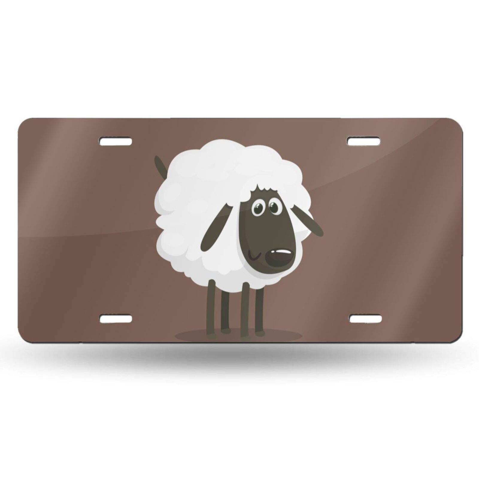 Delerain 6x12 Inch Cartoon Sheep Metal License Plate Cover - Novelty Car Tag for Auto & Home Decoration - Perfect Gift for Men & Women - Great for Vehicles, Bedrooms, or Party Decor