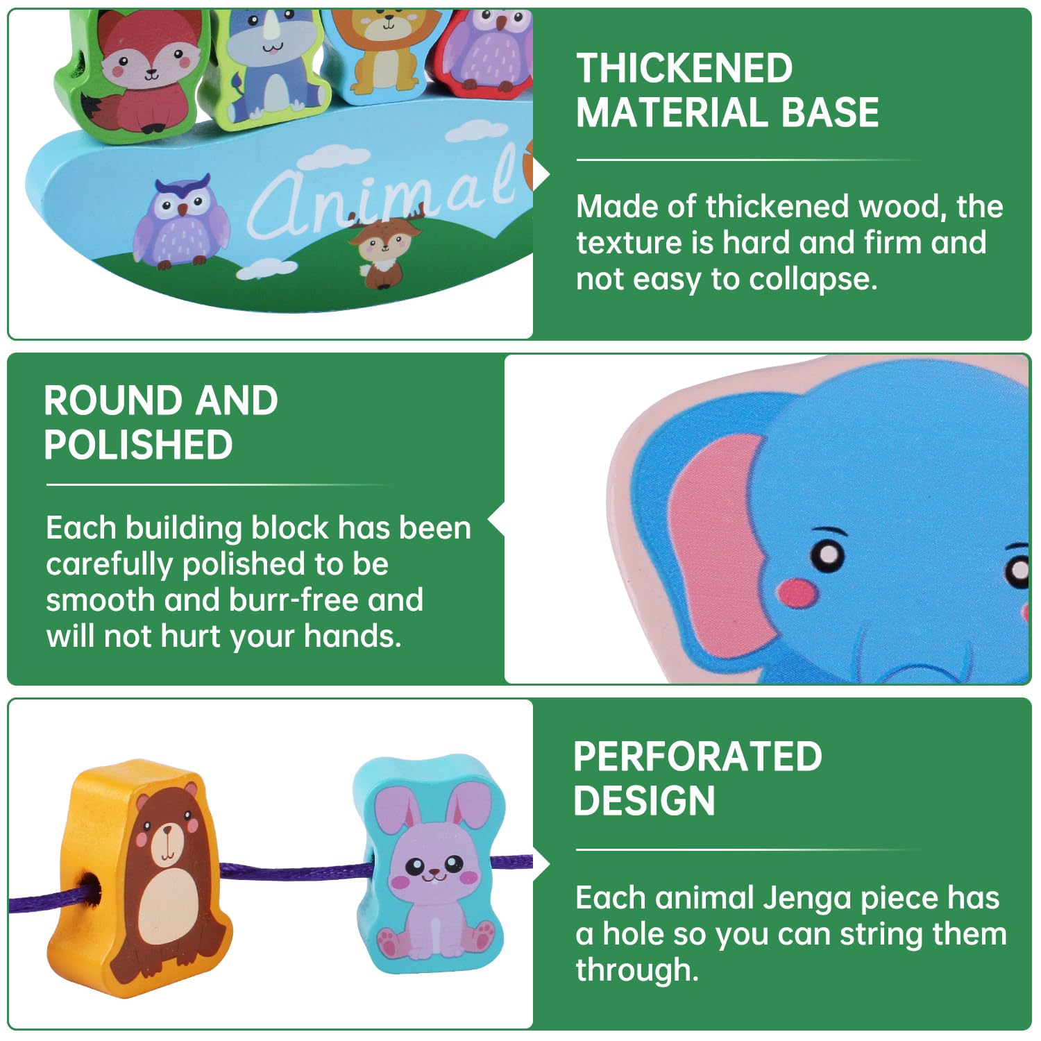 RNHDLY Wooden Stacking Animals Toy - Montessori Educational Balance Game for Kids Ages 3-6 Years Old - Fun Learning Toys for Boys & Girls - Perfect for Preschool Classroom, Birthday Gifts & Family Game Night