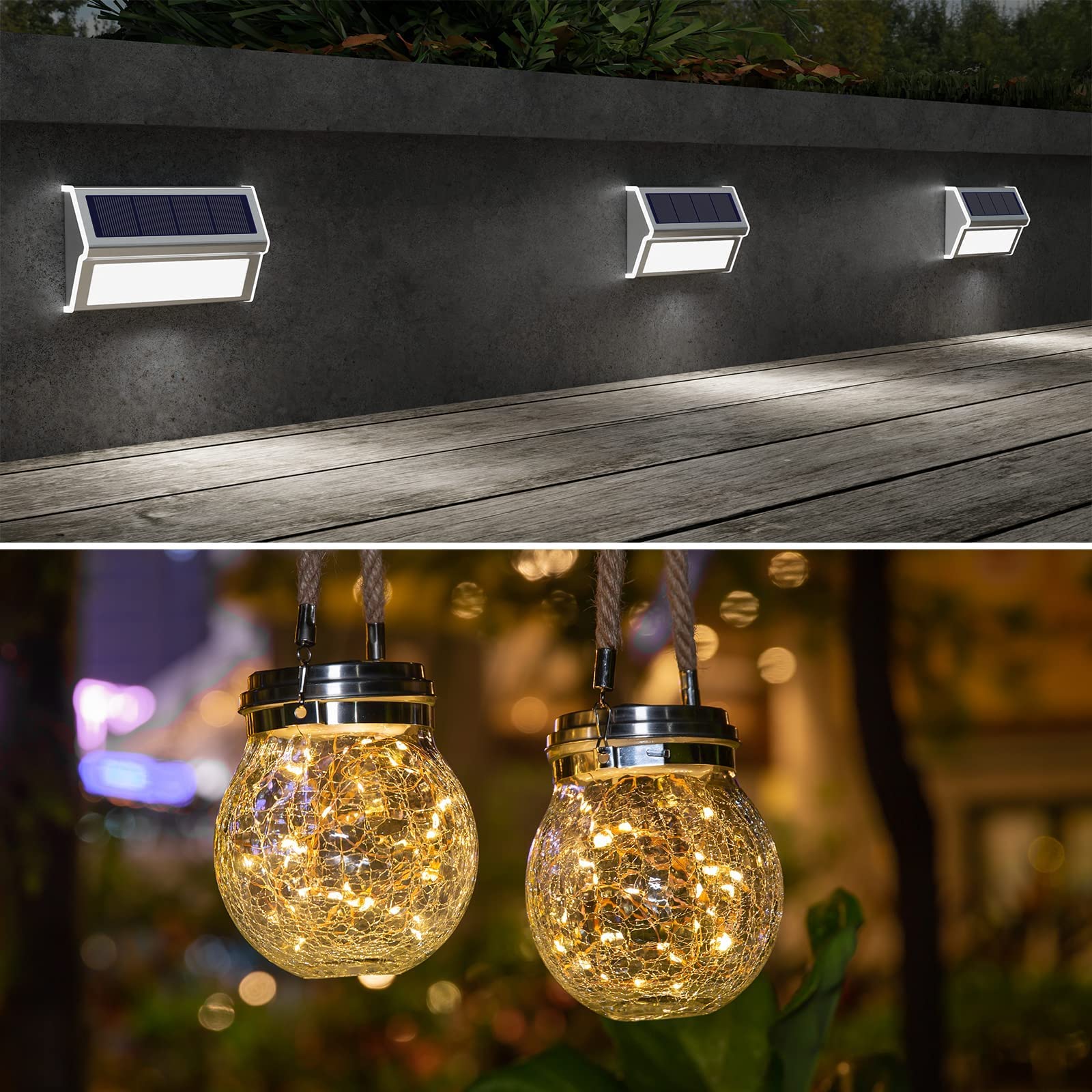 ROSHWEY Solar Pathway Lights & Solar Lanterns Outdoor Waterproof - Solar Powered Garden Lights for Walkway, Patio, Yard, Driveway Decoration