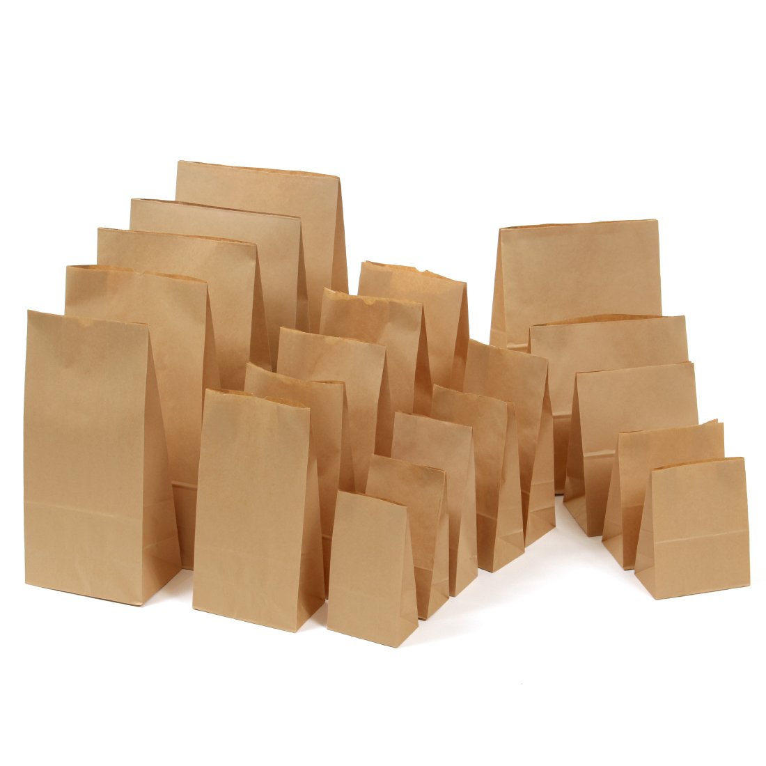 Eco-Friendly Unbleached Paper Bags with Gusset & Square Bottom - Pack of 100 Sheets (H1000) - Perfect for Retail, Gift Packaging & Grocery Shopping