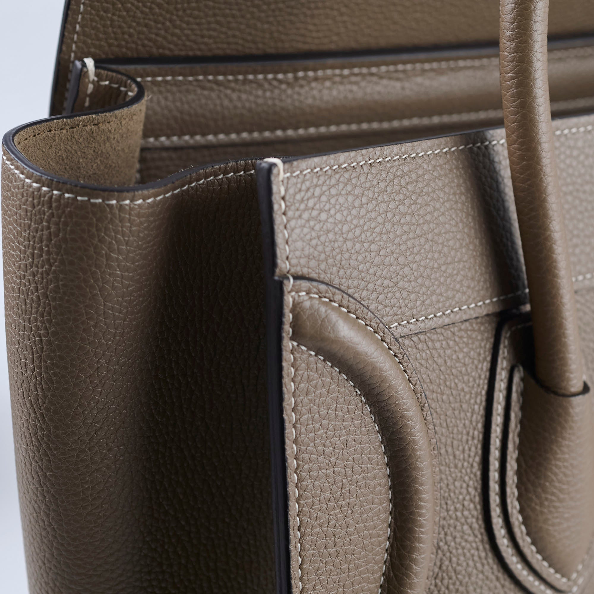 Celine Micro Luggage Bag in Taupe - Premium Grained Leather Handbag for Women | Perfect for Work, Travel & Everyday Use