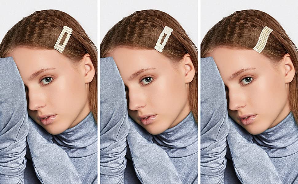 18 Pcs Handmade Pearl & Acrylic Resin Hair Clips Set - Elegant Gold Marble Alligator Bobby Pins, Glitter Crystal Geometric Hairpins for Women & Girls | Wedding, Party, Prom Hair Accessories Gift