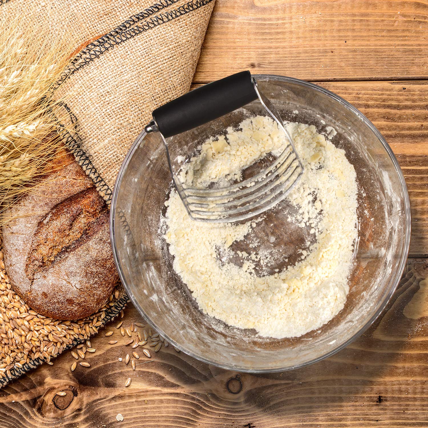 ALLTOP Stainless Steel Pastry Blender & Dough Cutter - Professional Baking Tool for Butter, Biscuits, Pie Crusts & Pastry Dough - Perfect for Kneading, Mixing & Creating Flaky, Fluffy Baked Goods - Ideal for Home Bakers & Professional Kitchens (1, Black)