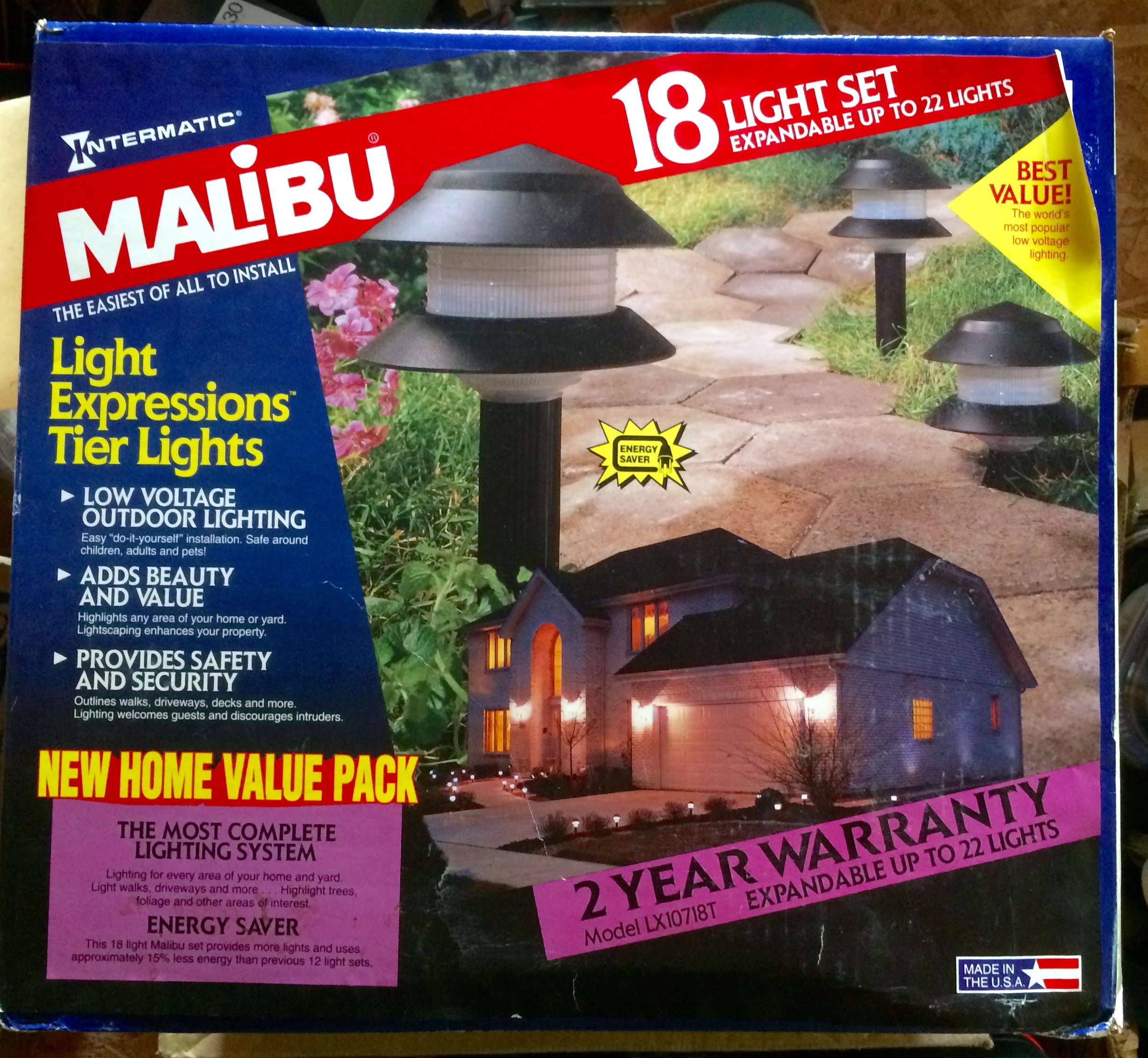 Intermatic LX10610T25 Malibu 10 Pack Black Low-Voltage Outdoor Landscape Lights with 44W Power Pack & 50ft Cable - Perfect for Garden, Pathway, and Yard Lighting