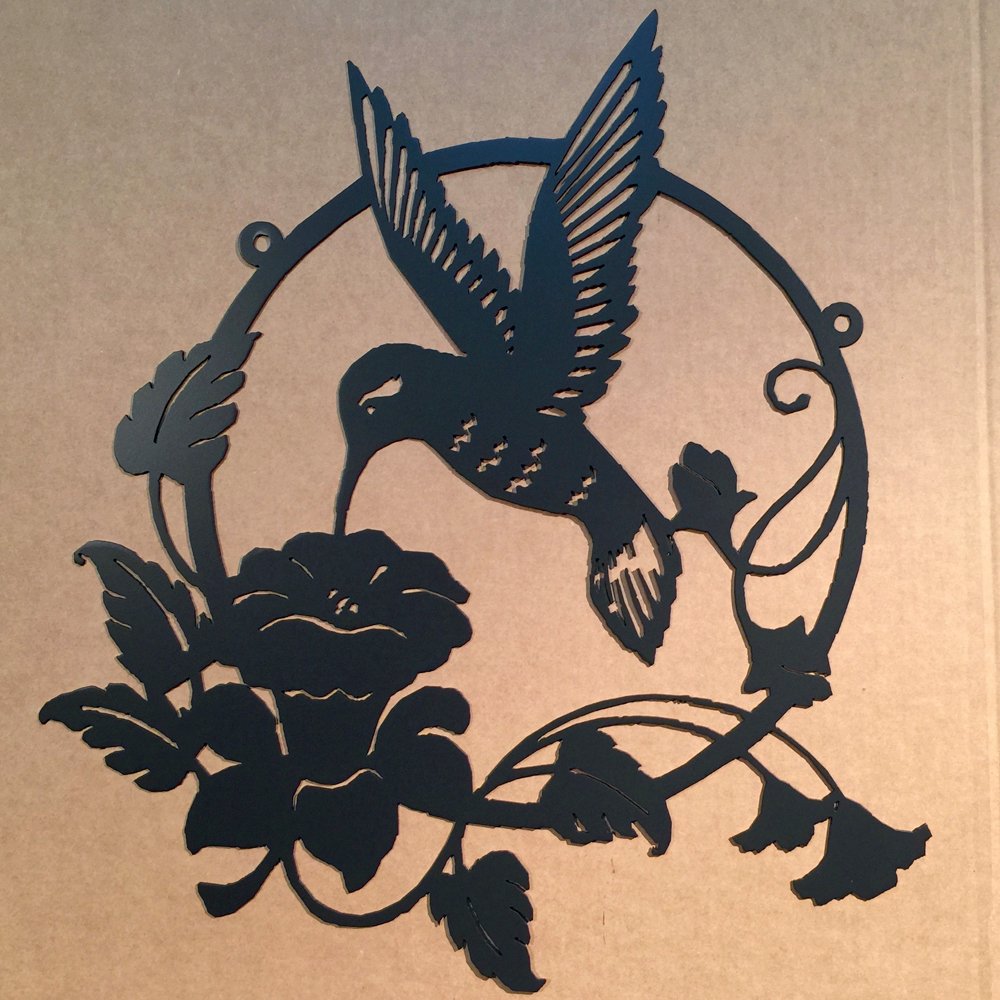 Large Hummingbird Flower Metal Wall Art - Handcrafted Outdoor Garden Decor for Patio, Backyard, and Home Decoration