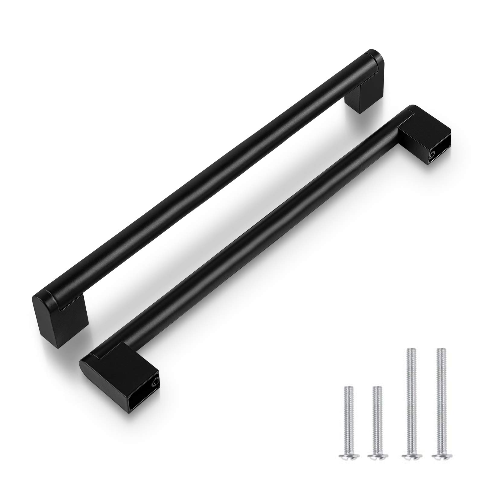(20 Pack) Modern Black Stainless Steel Cabinet Handles - 8-4/5 Inch (224mm) Euro Square Bar Pulls for Kitchen Cabinets, Dressers & Drawers - Durable Hardware for Home & Office Furniture