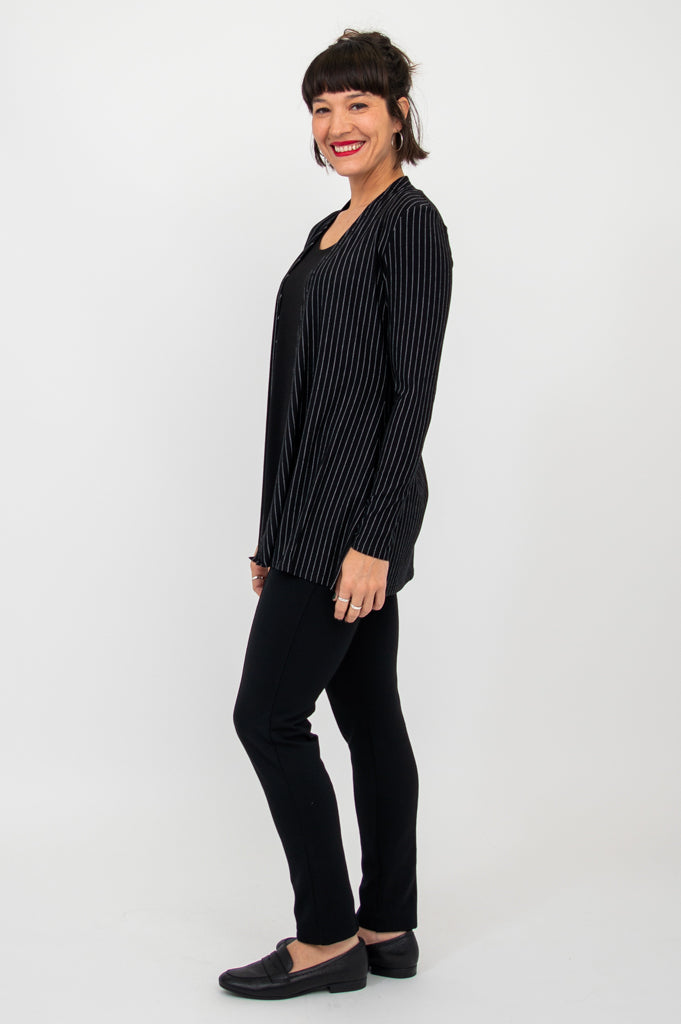 Premium Chopra Jacket - BW Pin Stripe Bamboo Fabric - Lightweight & Breathable - Perfect for Business Casual & Outdoor Activities