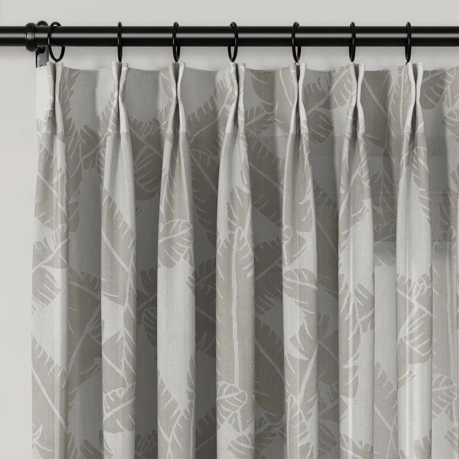 Freya Linen Semi-Sheer Jacquard Pleated Curtains - Elegant Window Treatment for Living Room & Bedroom