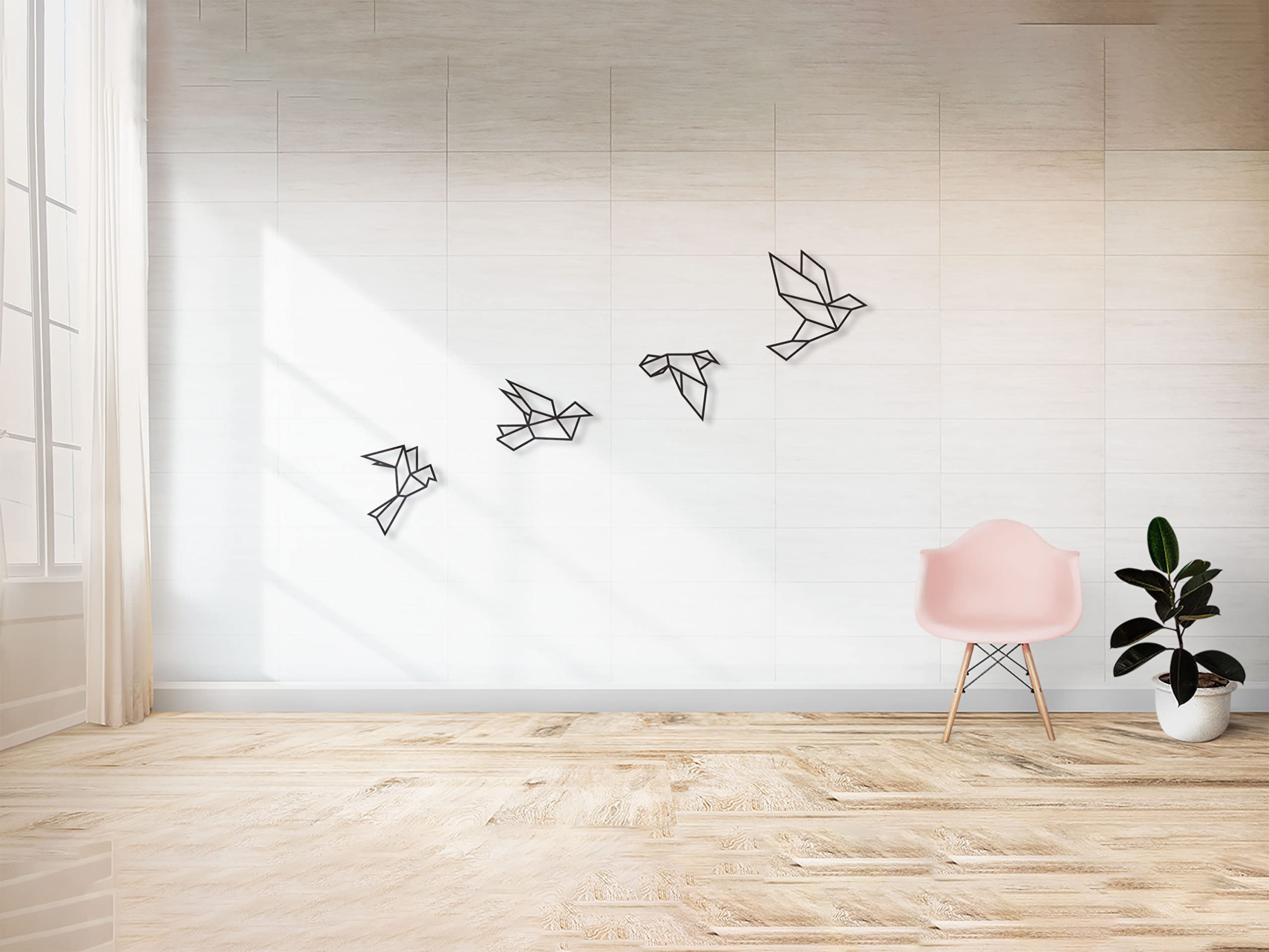 Origami Flying Bird Metal Wall Art - Handcrafted 3D Sculpture for Bedroom, Living Room, Office Decor - Modern Gray Wall Hanging Decor - Perfect for Home, Wedding, Gift Giving Scenes