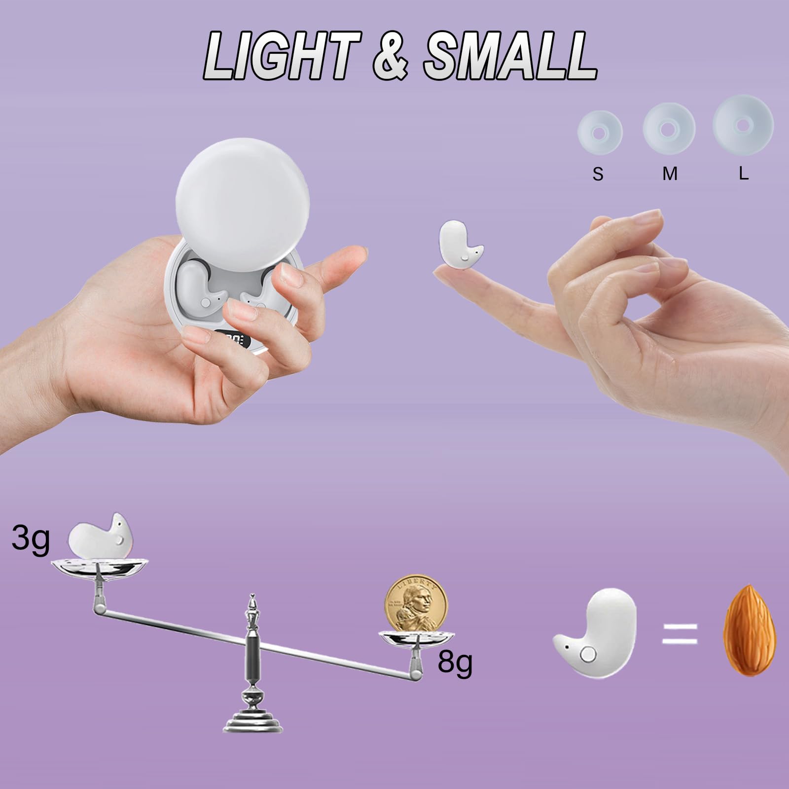 Mini Wireless Sleep Earbuds for Side Sleepers - Ultra Thin Noise Blocking Bluetooth 5.3 Headphones, Waterproof Invisible Earphones for Small Ears | Perfect for Travel, Meditation & Nighttime Relaxation