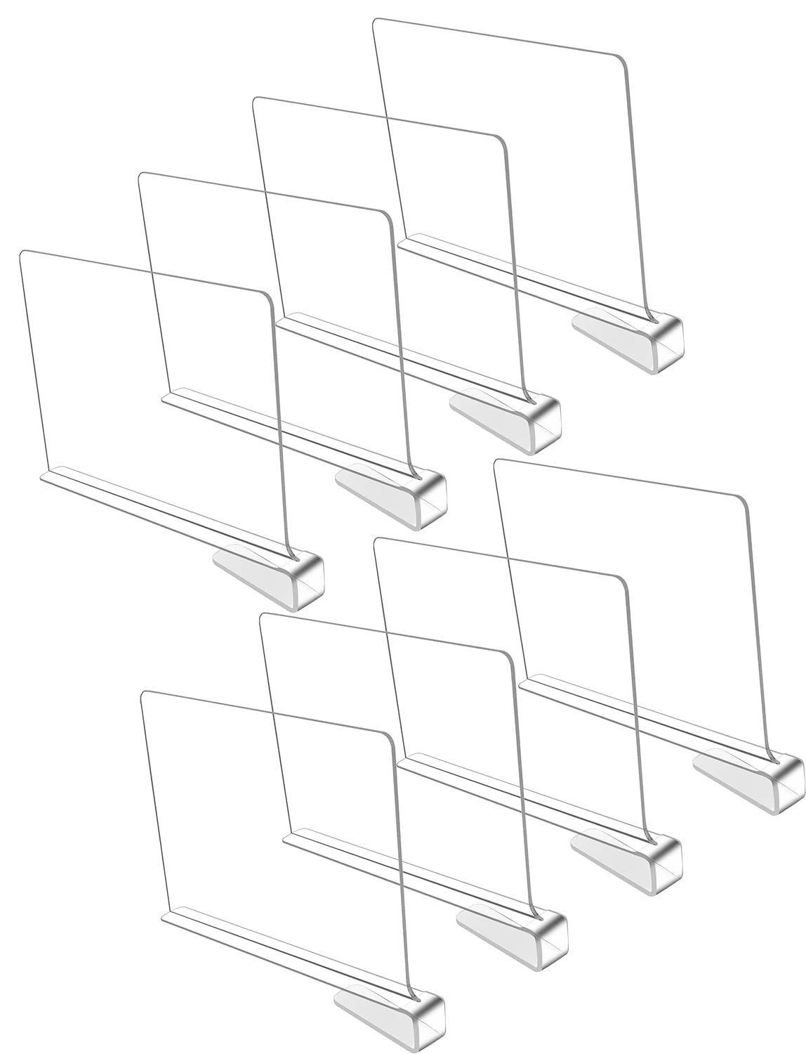 8-Pack Clear Acrylic Shelf Dividers for Closet, Kitchen & Bedroom Organization - Perfect for Organizing Clothes, Books, Towels, Hats and Purses - Space Saving Storage Solution for Home & Office