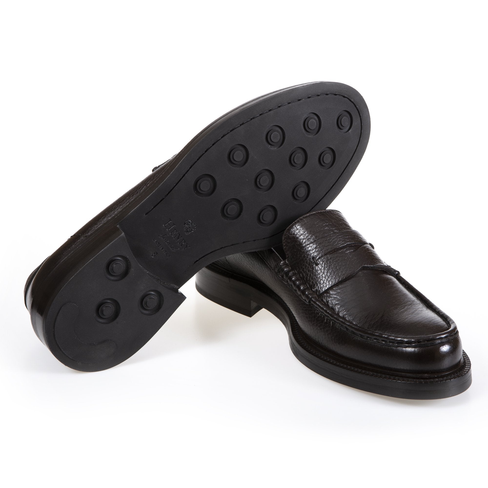 HENRY SARTORIAL Beamsley Penny Loafers for Men - Genuine Leather Slip-On Dress Shoes in Dark Brown - Perfect for Business, Office & Formal Occasions