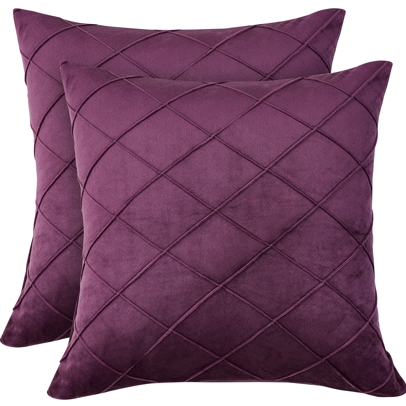 Luxury Velvet Euro Sham Pillow Covers Set of 2 - 26x26 Inches, Super Soft & Cozy Textured Decorative Throw Pillow Covers for Bed, Couch, Sofa - No Filling, Wine Red - Perfect for Home Decor, Living Room, Bedroom & Guest Room Styling