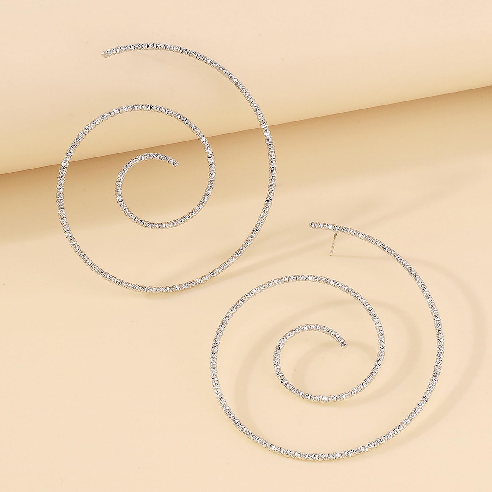 Trendy Chunky Gold Spiral Earrings for Women - Vintage Geometric Stud Statement Jewelry - Perfect for Parties, Weddings & Everyday Elegance