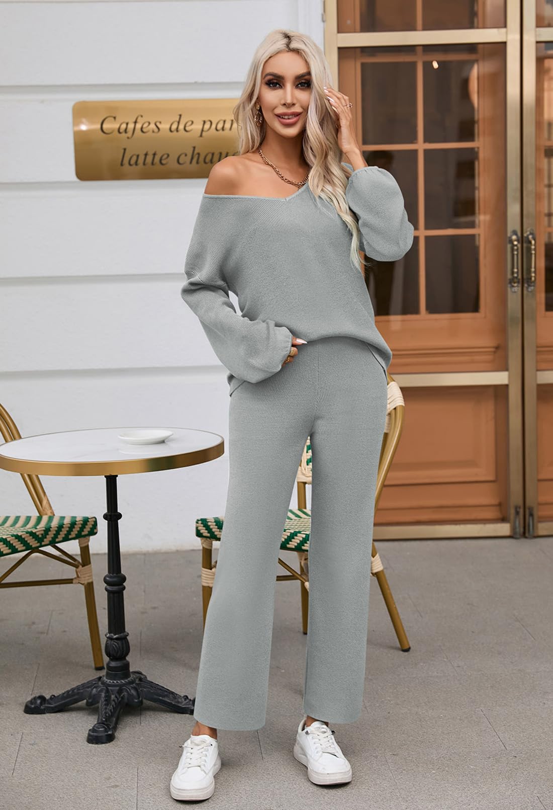 TOLENY Women's 2-Piece Lounge Set - Soft Pullover Sweater Top & Comfortable Wide Leg Pants, Cozy Loungewear Outfit for Relaxing at Home, Yoga, and Casual Wear