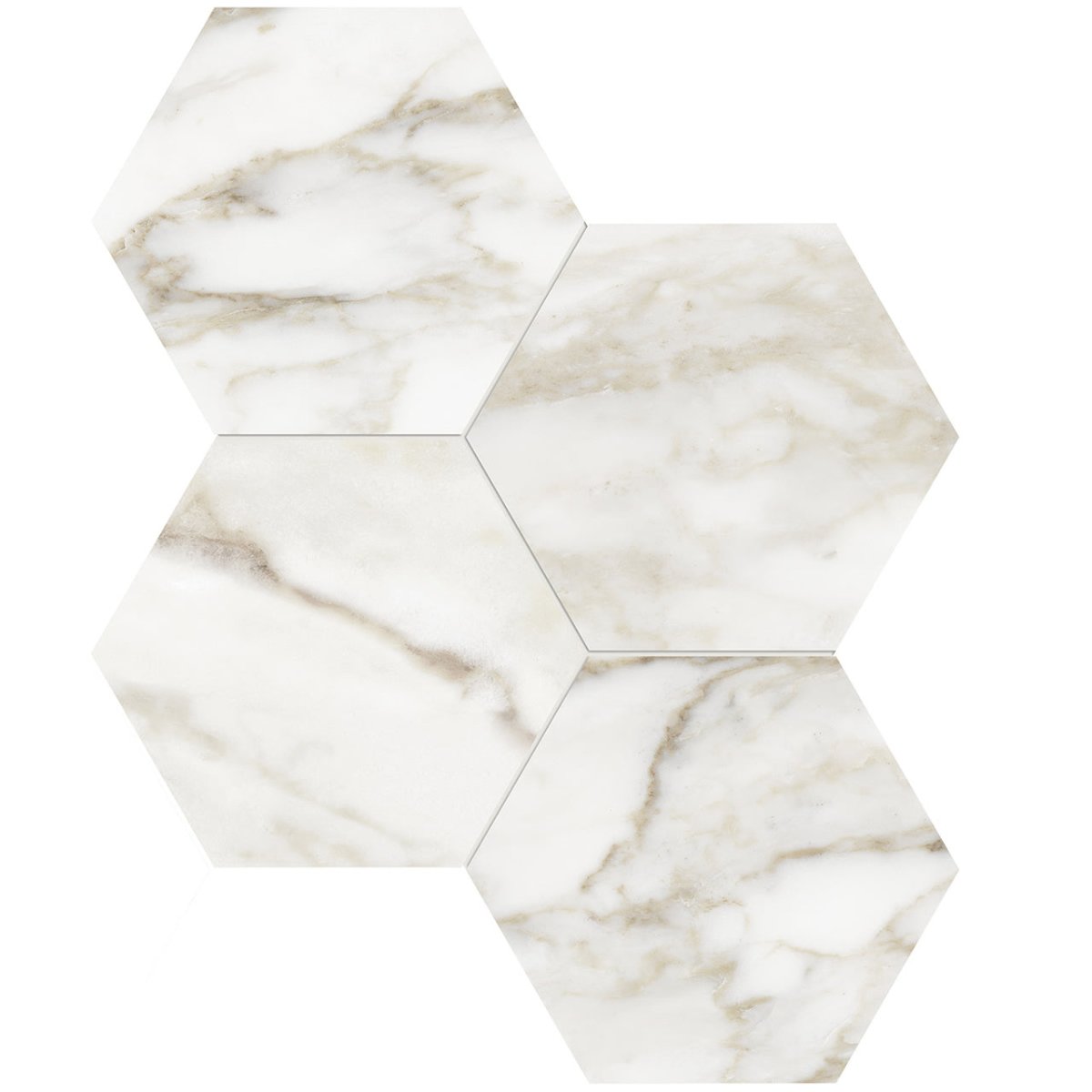 6-Inch Hexagon La Marca Calacatta Polished Glazed Porcelain Mosaic Tile - Premium Kitchen Backsplash & Bathroom Wall Decor
