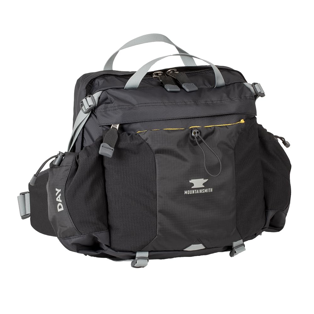 Mountainsmith Day Lumbar Waist Pack for Running, Hiking & Cycling - Lightweight Travel Fanny Pack with Dual Water Bottle Holders - Perfect for Outdoor Sports & Adventure Activities (Grey Black)