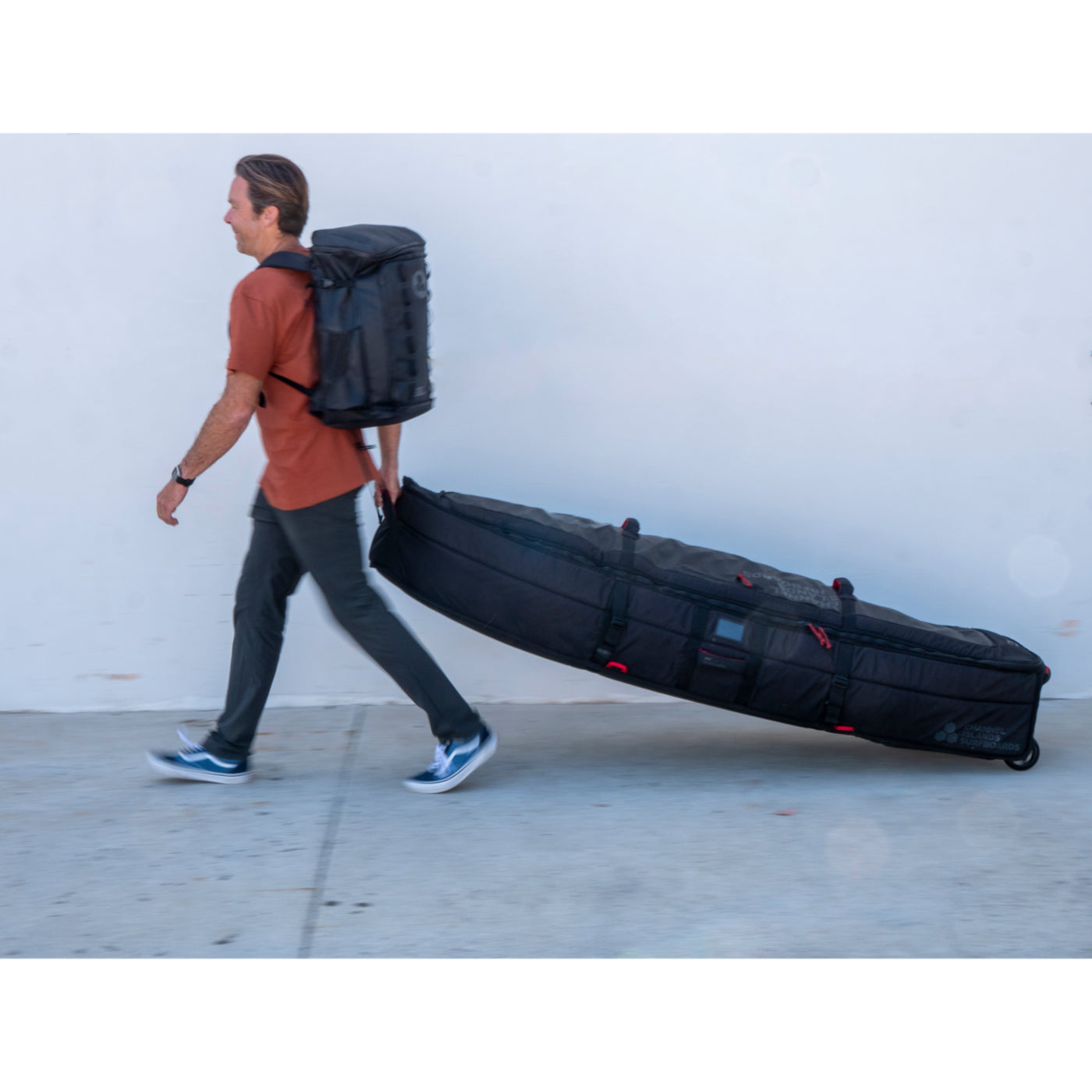Channel Islands QUAD Wheeled TRAVELER Surfboard Cover - Black - Waterproof & Durable Protection for Travel & Storage | Perfect for Surf Trips, Airplane Transport & Beach Days
