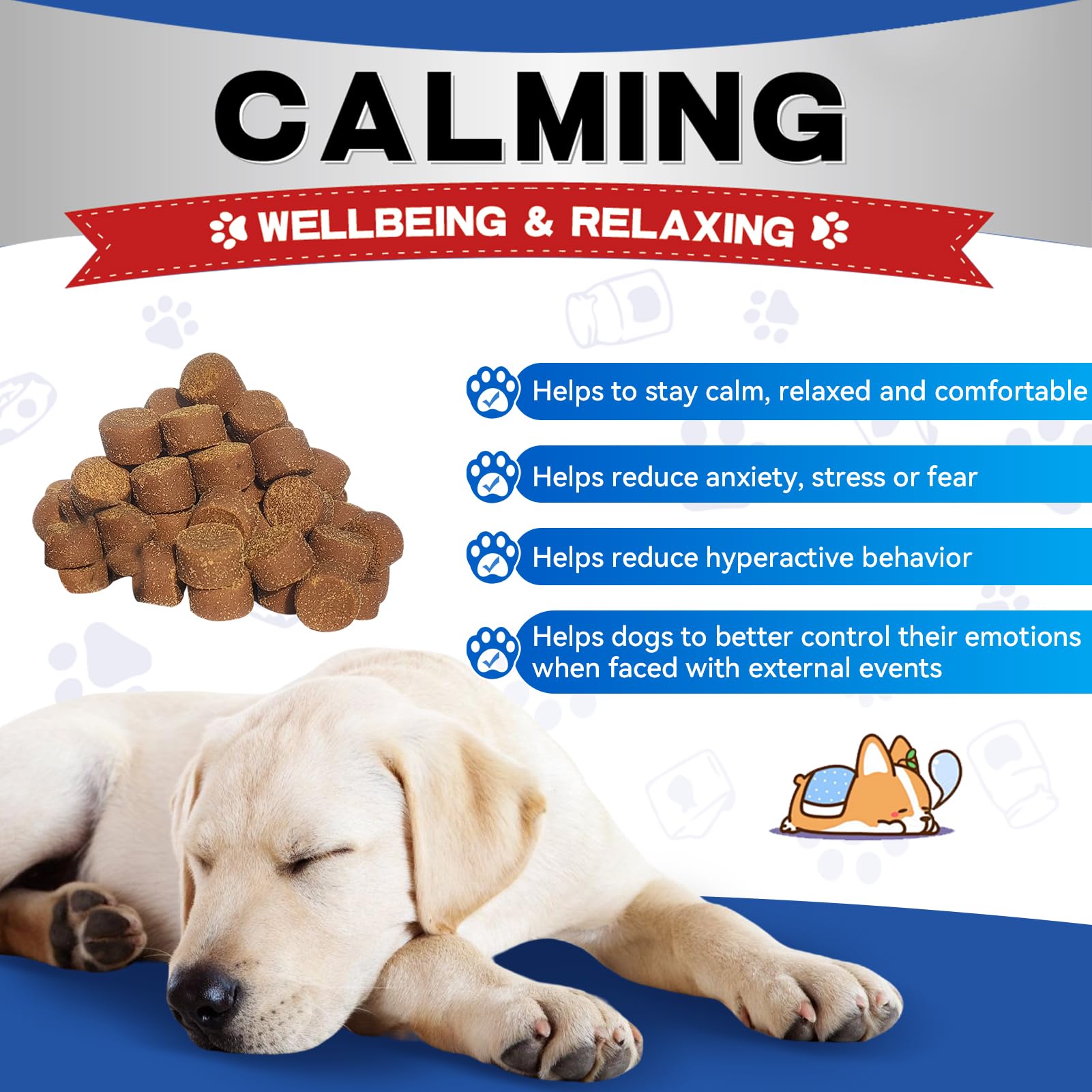 Natural Calming Chews for Dogs - Anxiety Relief Treats with Chicken Flavor (120 Count) - Perfect for Thunderstorms, Travel & Separation Anxiety