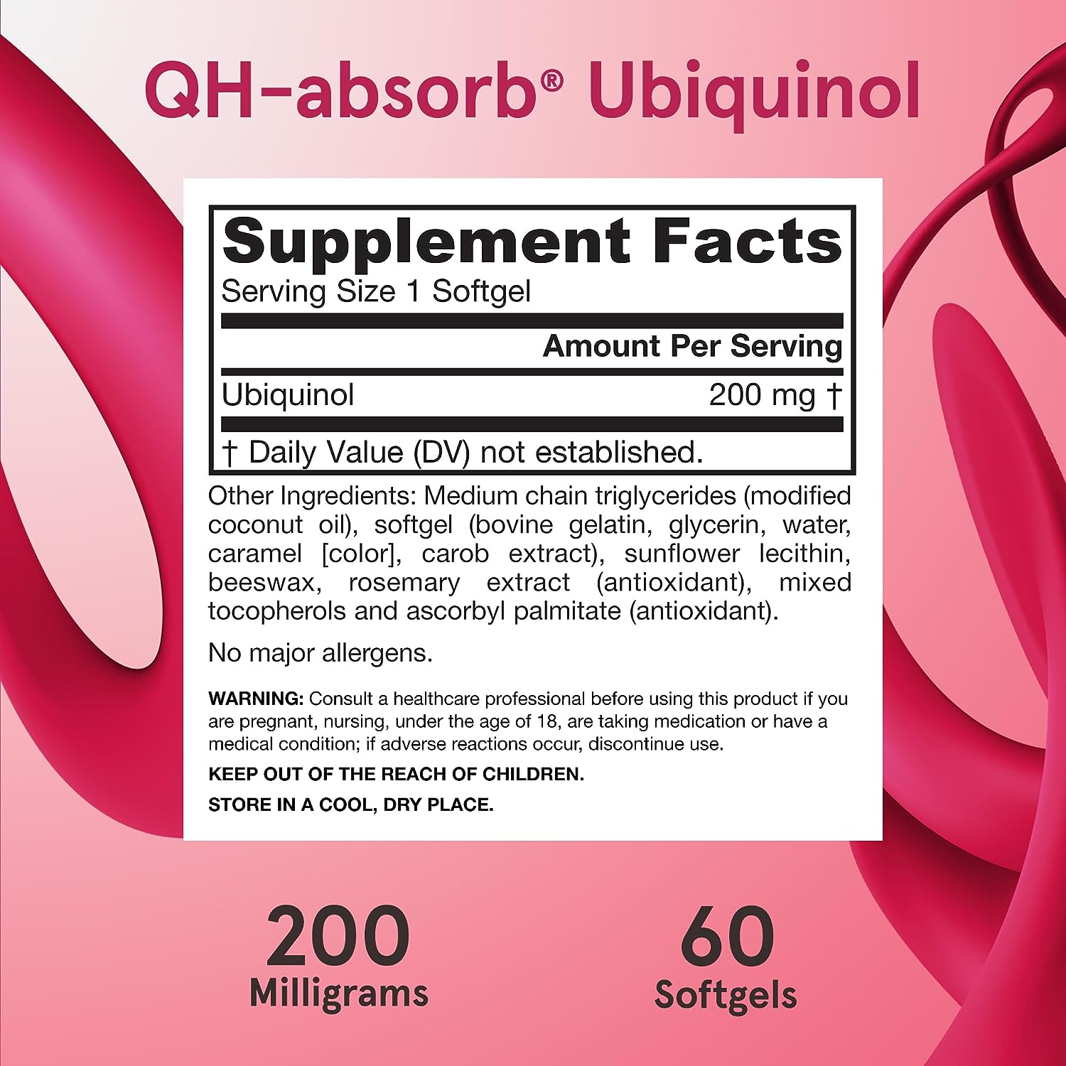 Jarrow Formulas QH-Absorb Ubiquinol 200mg Softgels - Premium CoQ10 Supplement for Heart Health, Energy & Antioxidant Support - Supports Cardiovascular Function & Cellular Energy Production (60 Count) - Perfect for Active Adults & Heart Health Maintenance