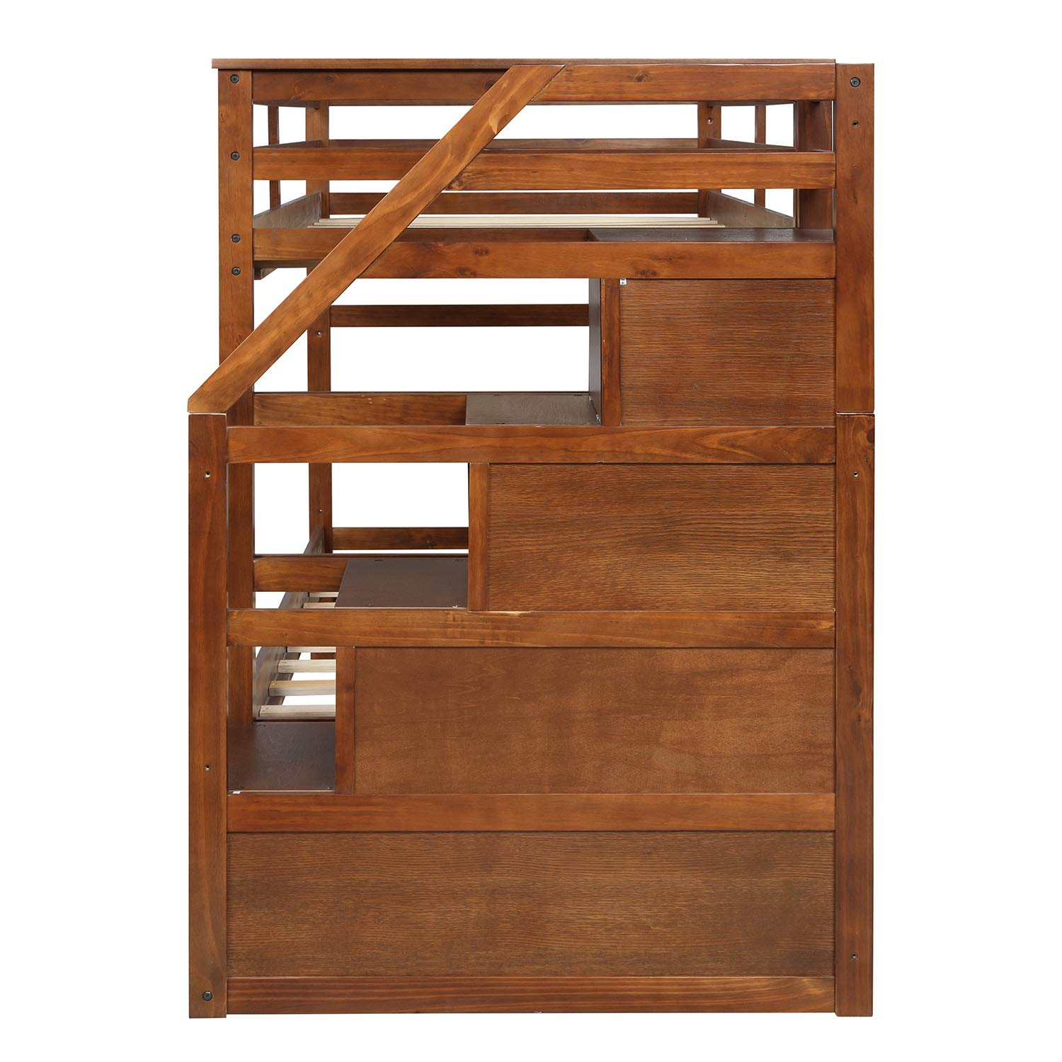 Solid Wood Twin Bunk Bed with Storage & Staircase - Kids/Teens Room Space Saver