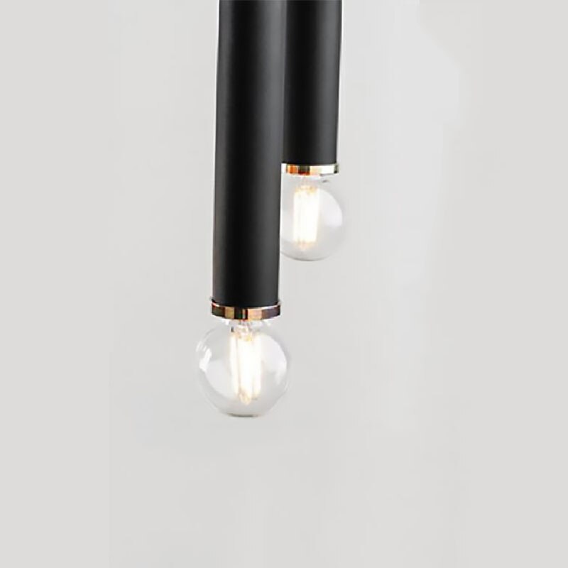 Adjustable Height Black Metal 2-Bulb Chandelier - Modern Dining Room Lighting, Kitchen Pendant Lamp, Bedside Ceiling Fixture - Perfect for Home Decor, Restaurant, and Bedroom Lighting