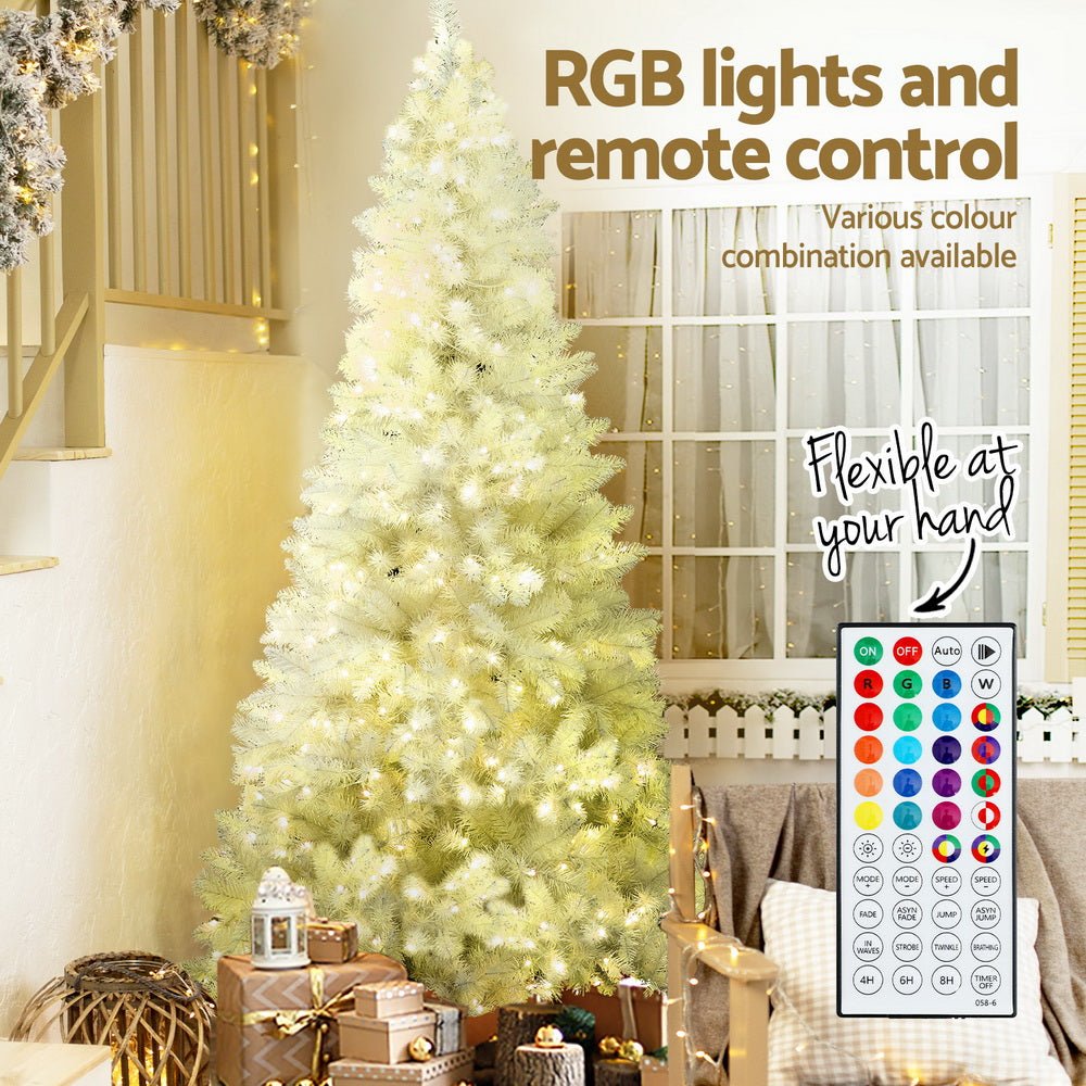 2.1m Pre-Lit Christmas Tree with 1310 Tips & RGB Remote Control - Perfect for Holiday Decor, Xmas Party, and Home Festive Lighting