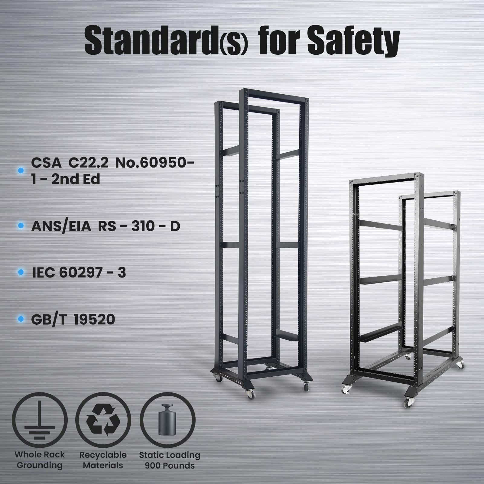 15U 4-Post Open Frame Server Rack - 19-Inch Network & Audio Equipment Rack for Data Centers, Home Studios & Office Use