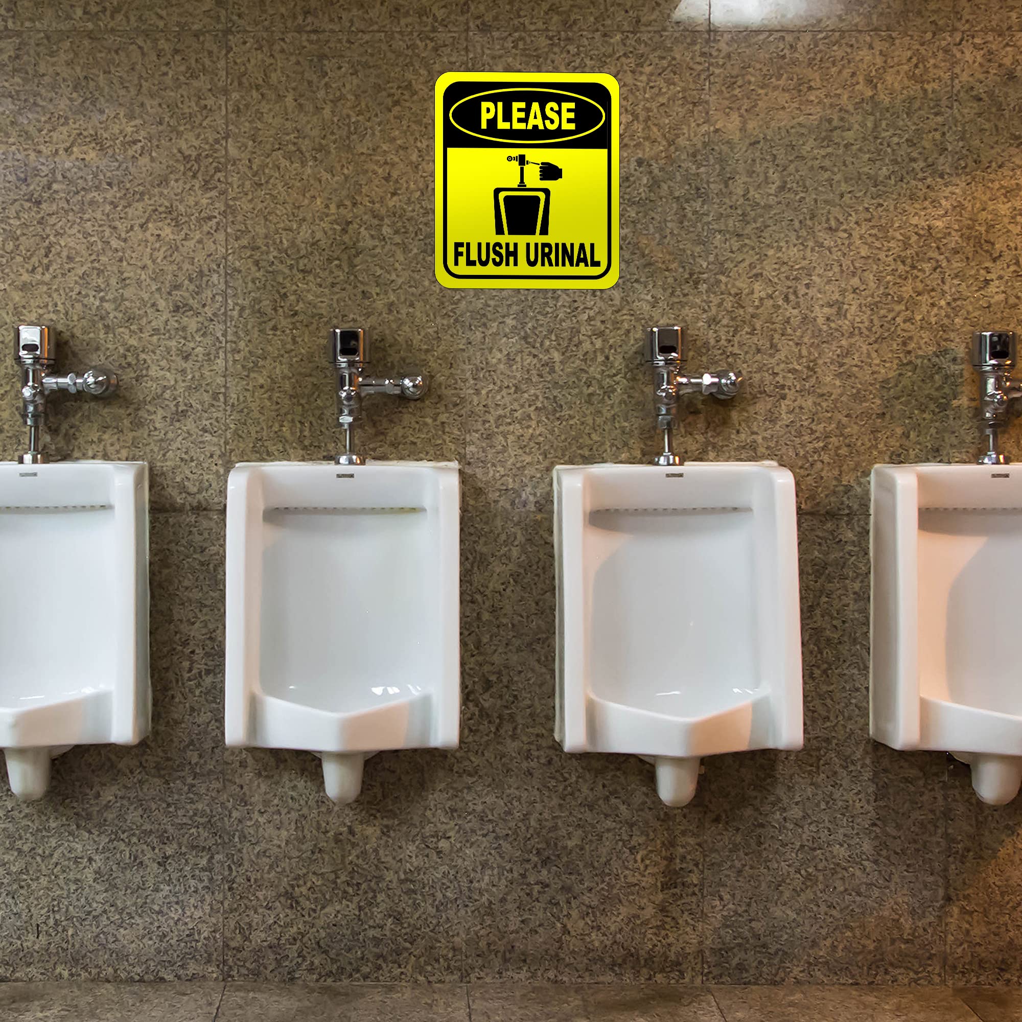 Funny Urinal Sign - 'Please Flush' Aluminum Composite Bathroom Sign - 8.5