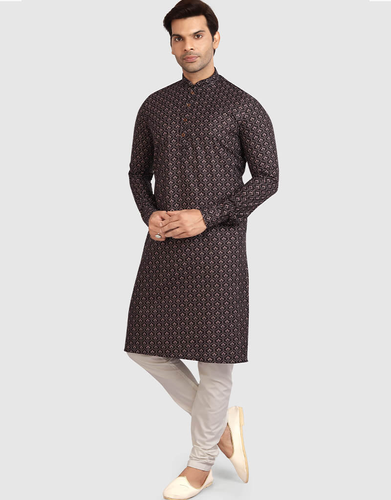 Stylish Black Cotton Kurta with Churidar - Traditional Indian Ethnic Wear for Women - Perfect for Festivals, Weddings & Casual Outings