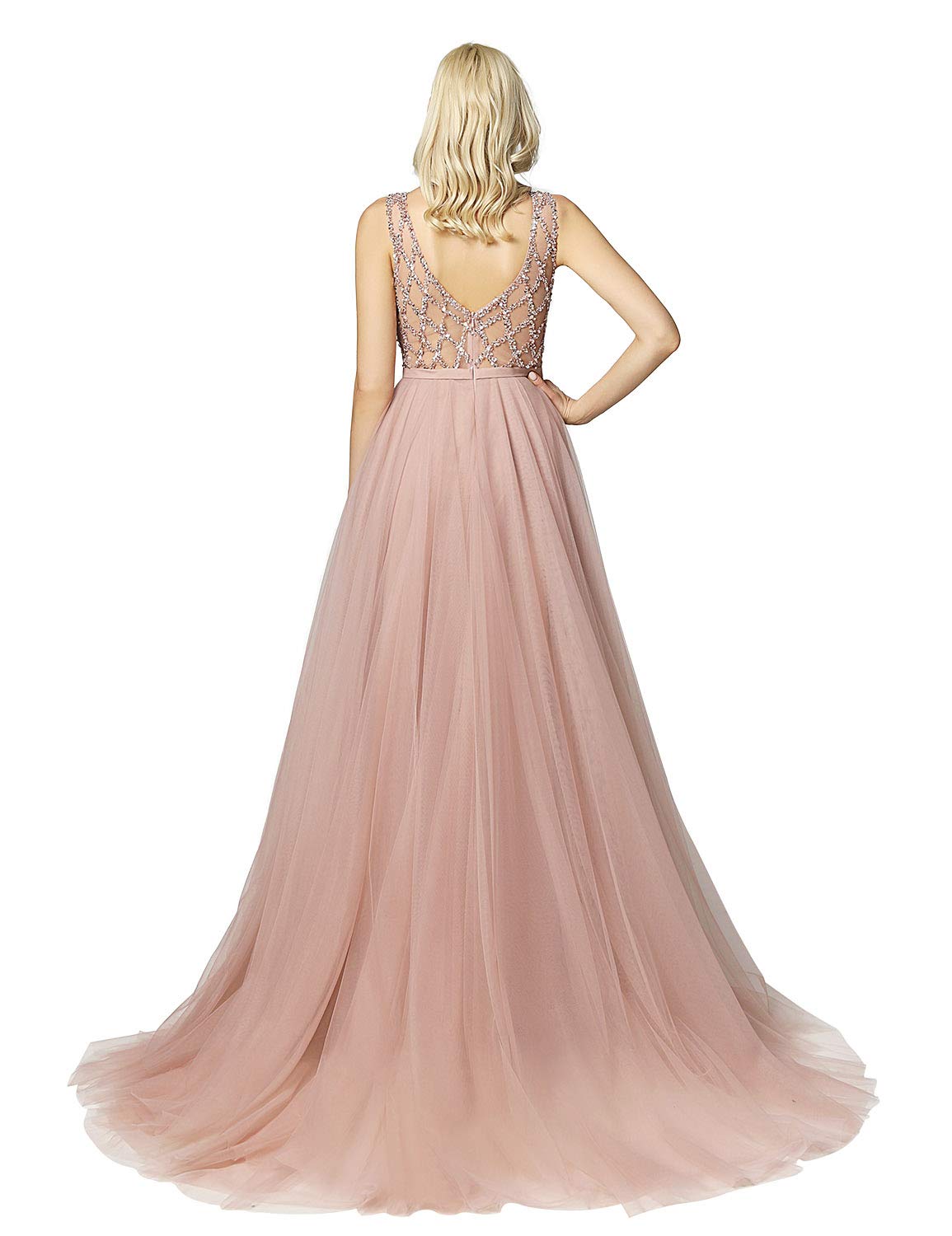 Sarahbridal Women's Long Beaded Pearl Prom Evening Dresses 2022 - Elegant Wedding Party Ball Gowns for Homecoming, Quinceañera & Formal Events