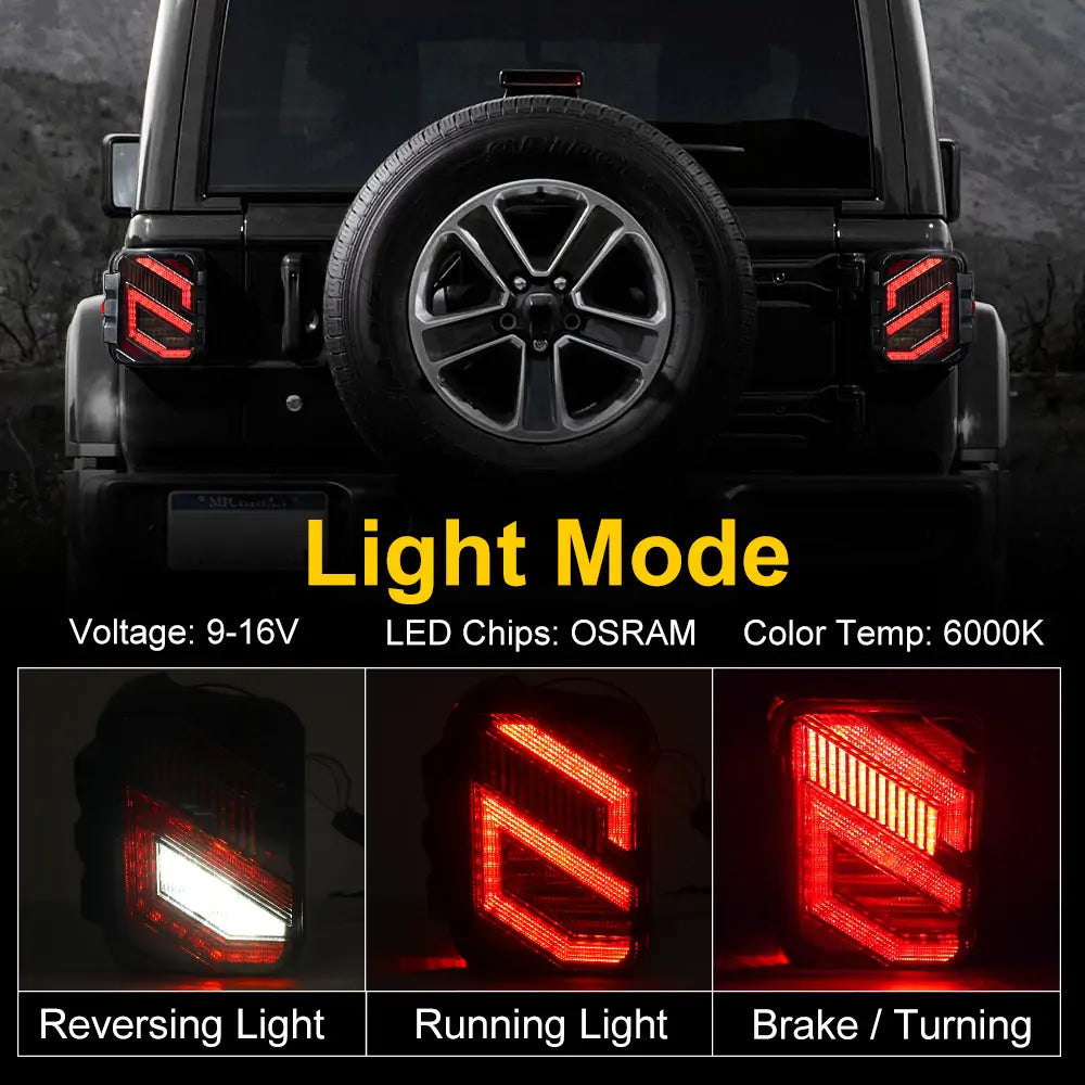LOYO LED Tail Lights for Jeep Wrangler JL JLU 2018+ - Black Lens S Style Replacement Lights - Waterproof & Durable for Off-Road & Night Driving