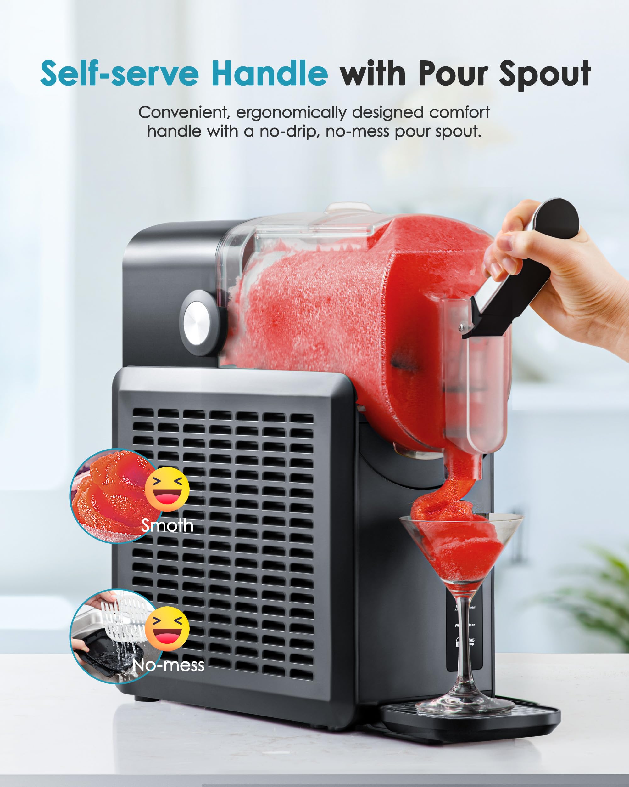 EUHOMY 86oz Slushie Machine - No Ice Needed Frozen Drink Maker for Home & Commercial Use, Self-Cleaning with 5 Preset Programs - Perfect for Margaritas, Frappés, Milkshakes at Parties, Bars & Restaurants