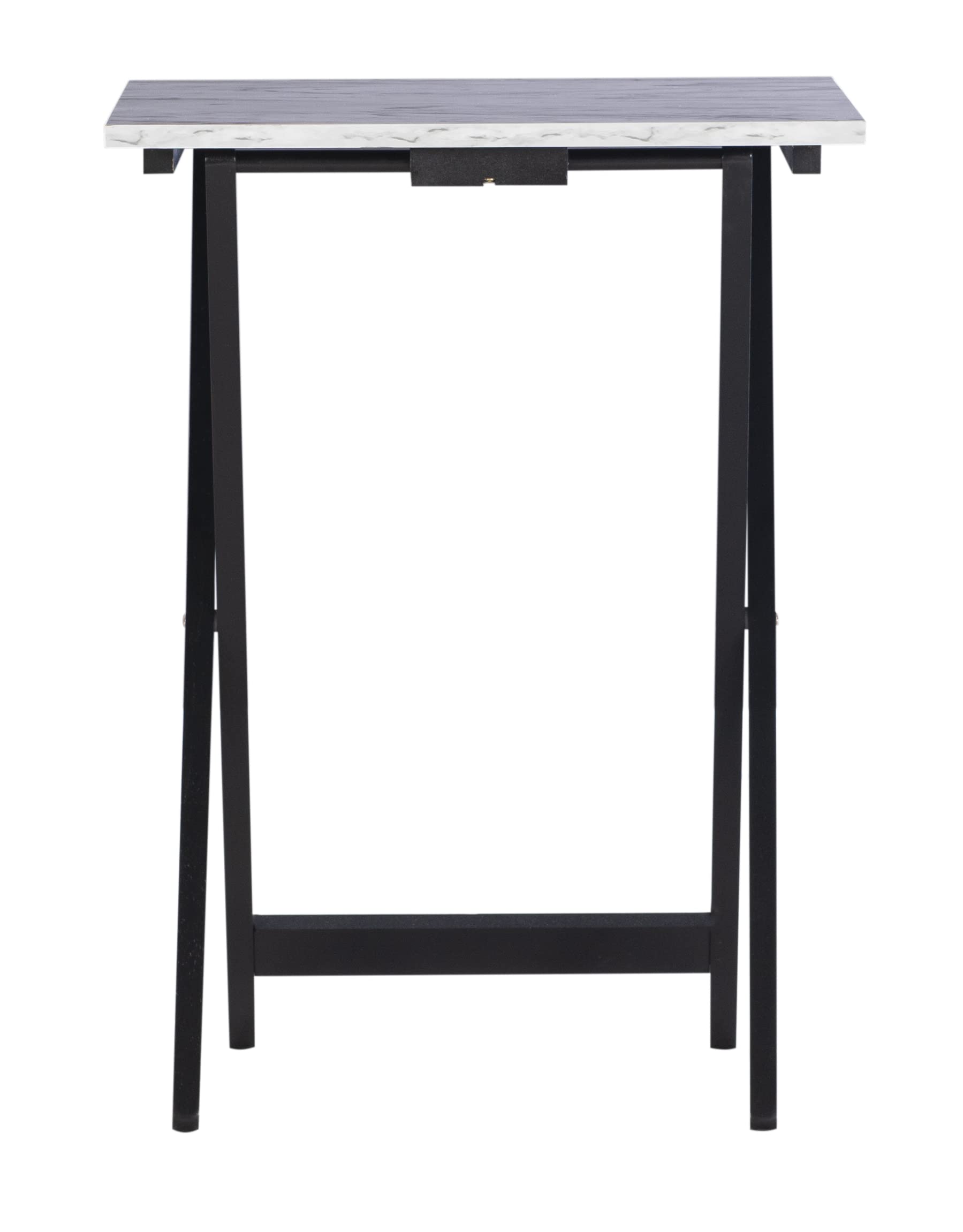 Linon Nikki Tray Table Set - White Faux Marble Top Side Table with Metal Frame | Perfect for Living Room, Bedroom, or Office as End Table or Nightstand