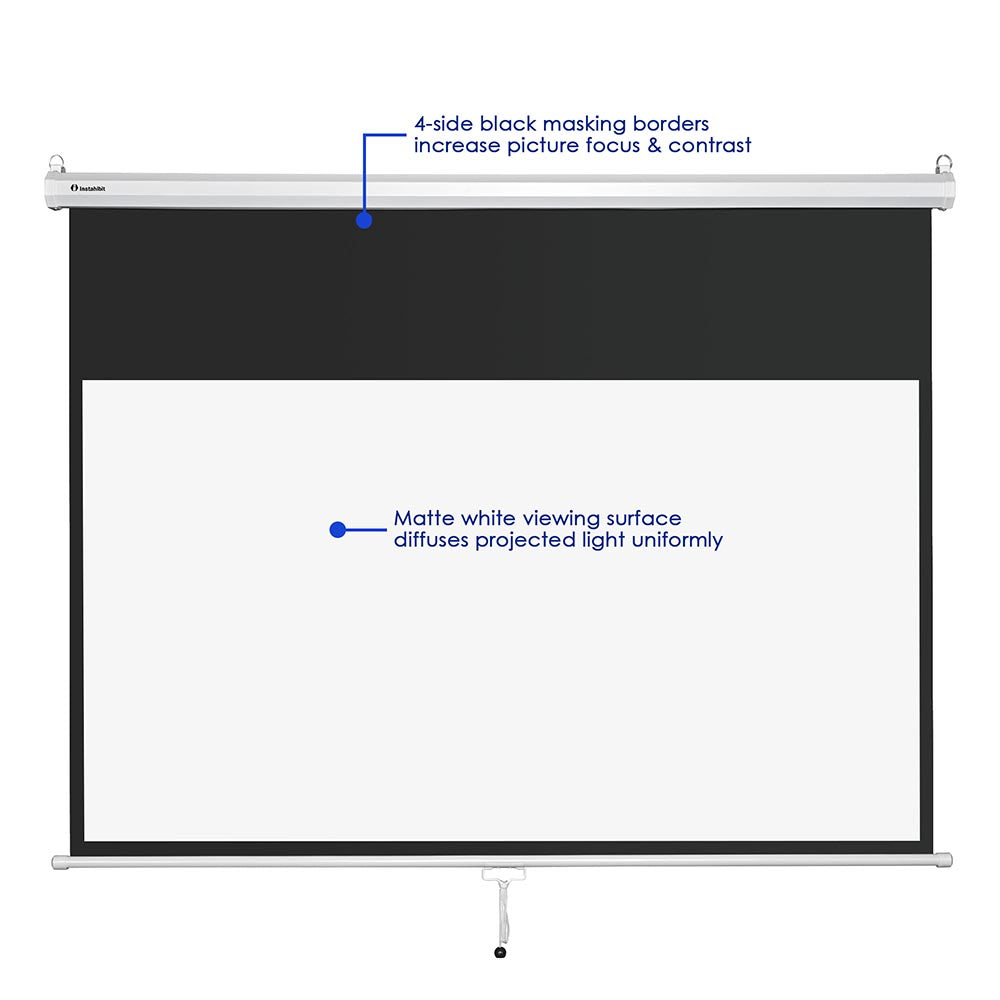 TheLAShop 72 Inch Manual Pull Down Projector Screen - 16:9 Aspect Ratio (63x35 Inches) for Home Theater, Outdoor Movies & Presentations