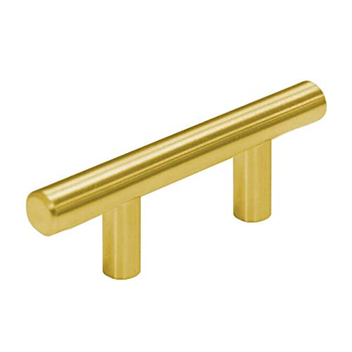 Stainless Steel Gold T-Type Door Handles 14 Inches - Black Drawer Cabinet Wardrobe Pull Knobs for Home & Office Furniture (Set of 2) - Perfect for Kitchen Cabinets, Dressers, and Closet Doors