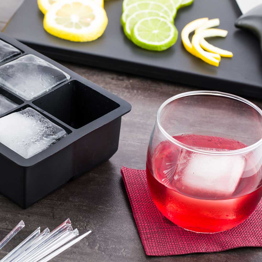 Premium Black Silicone Ice Cube Tray - 6 Large Compartments (2 Cube Each) - BPA Free Flexible Mold for Cocktails, Whiskey & Cold Drinks - Perfect for Home Bars, Parties & Entertaining