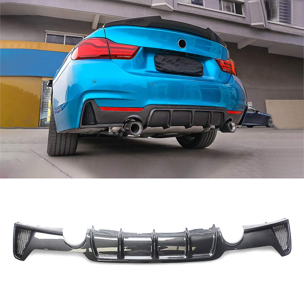 NINTE Rear Diffuser for 2014-2020 BMW 4 Series F32 F33 F36 - M Performance Style ABS Plastic with Carbon Fiber Coating | Lower Bumper Lip Spoiler | Enhances Aerodynamics & Sporty Look for Street & Track Racing