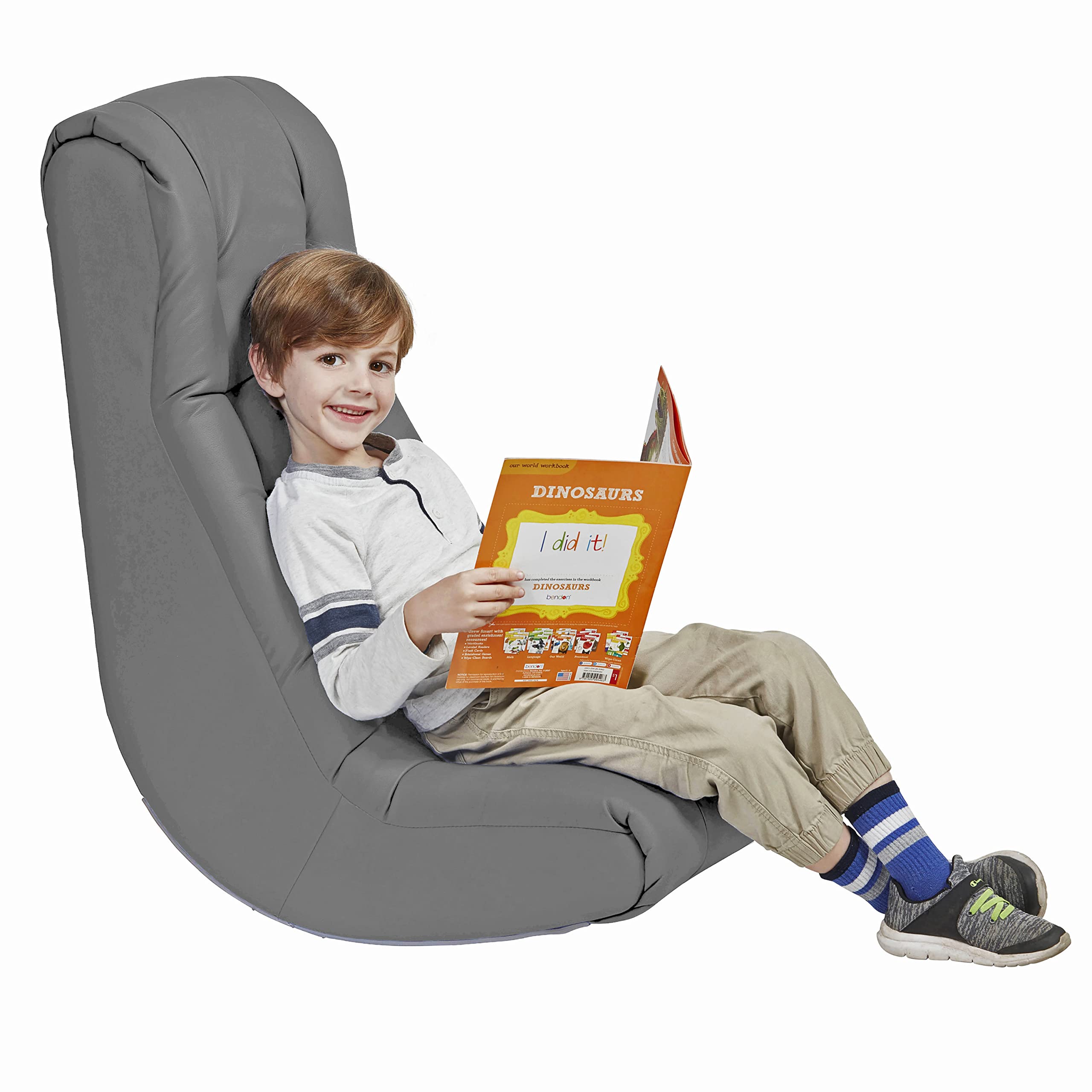 Soft Tufted Floor Rocker Chair - Comfortable Cushioned Ground Seat for Kids, Teens & Adults - Perfect for Reading, Gaming, Meditation & TV Watching - Factory Direct - Coal Gray (10488-GY) - Ideal for Living Rooms, Bedrooms & Dorm Rooms