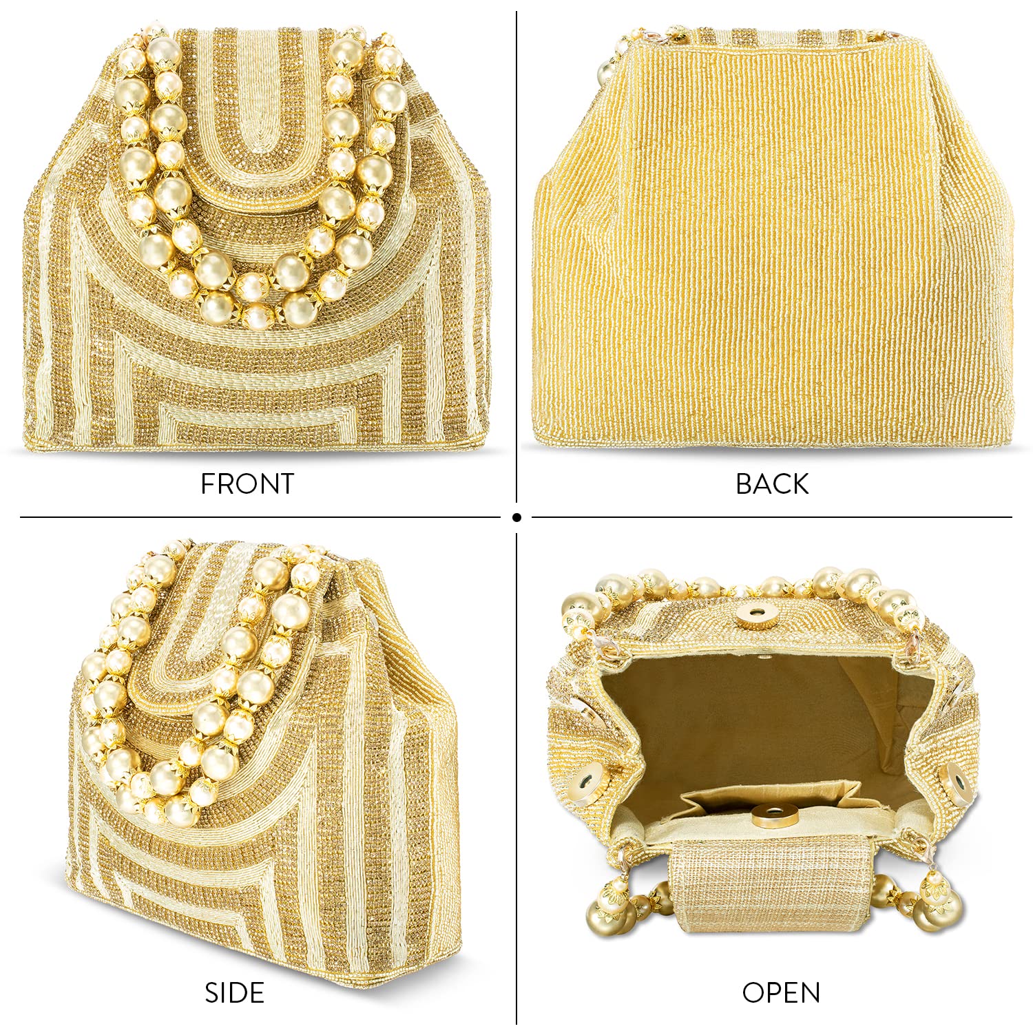 **Aheli Elegant Ethnic Potli Bags for Women - Handmade Evening Clutch Purse with Drawstring - Perfect for Weddings, Parties & Special Occasions**