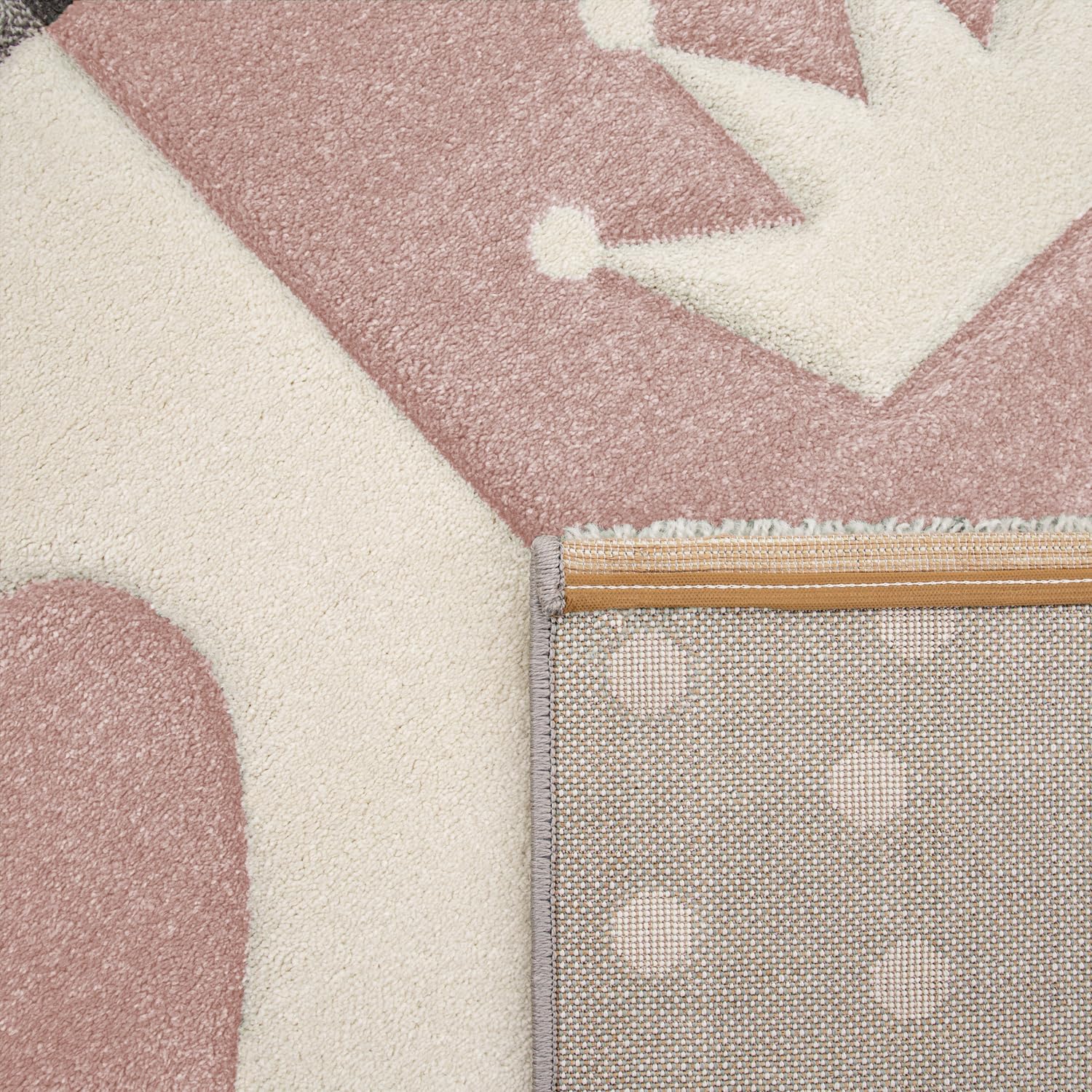 Pastel Kids Rug with Checked Dots, Hearts & Stars Pattern - 6'7
