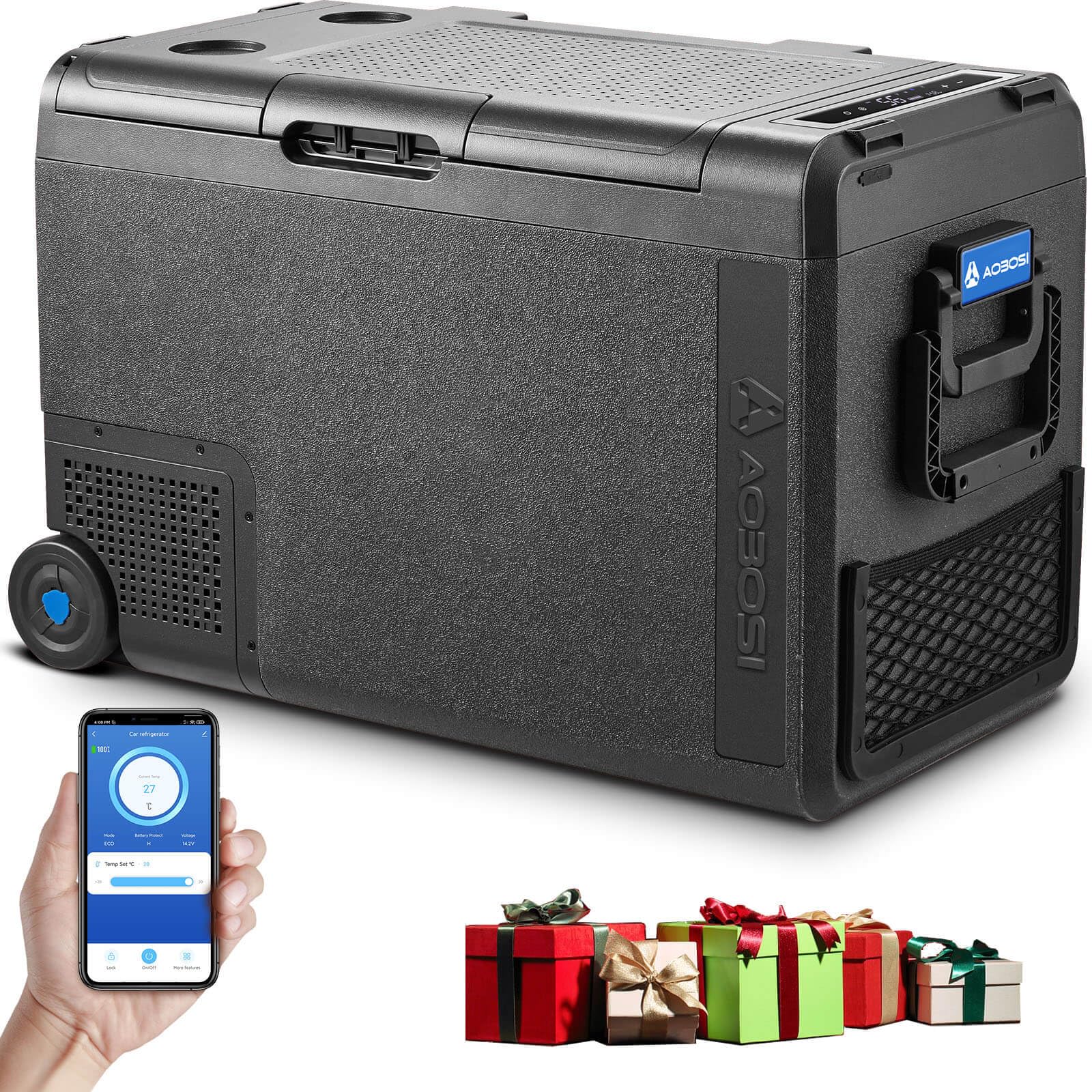 AAOBOSI 48L Portable Electric Cooler -20°C to 20°C, 12V/24V Car Fridge & 100-240V AC/DC Compressor Cooler with USB Port for Road Trips, Camping, RV, Truck, Boat & Outdoor Adventures