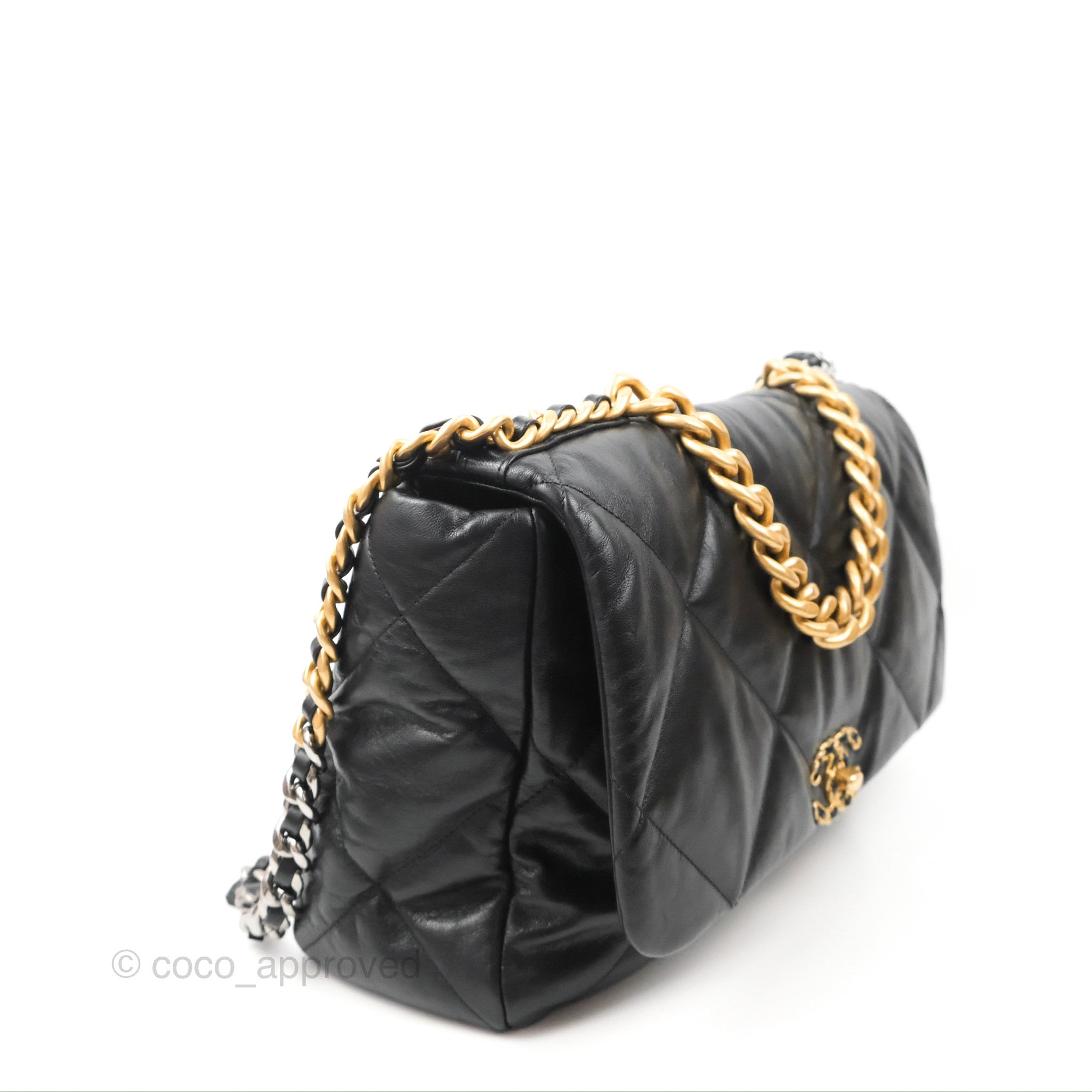 Chanel 19 Maxi Flap Bag Black Goatskin Leather with Mixed Metal Hardware - Luxury Designer Handbag for Women, Perfect for Evening Events & Special Occasions