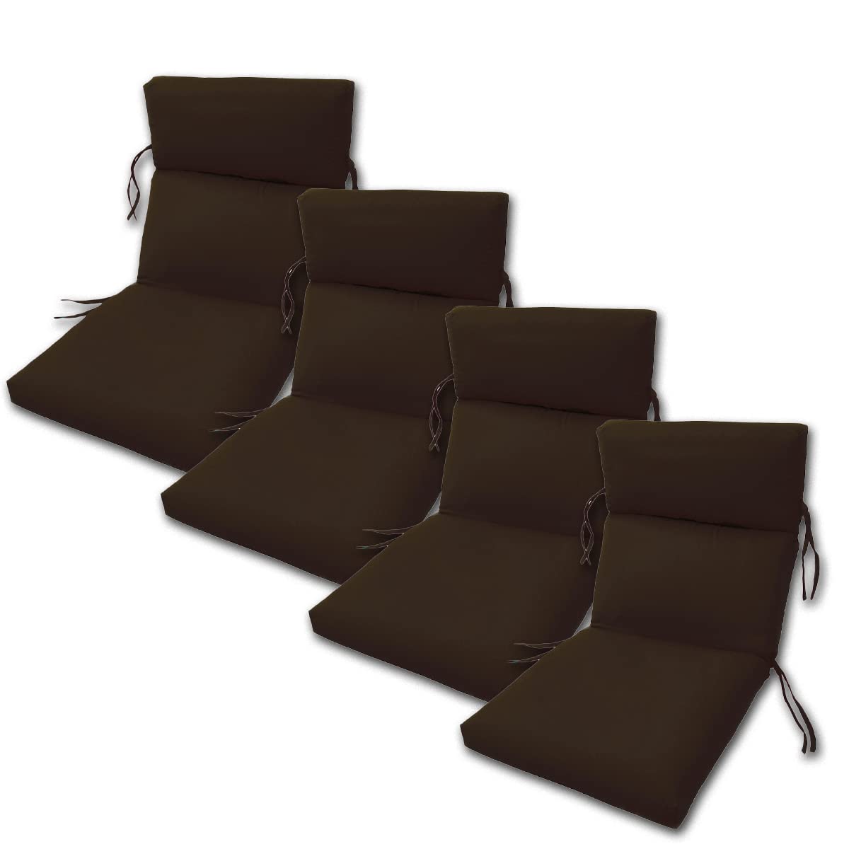Sunbrella Bay Brown Outdoor Channeled Chair Cushions Set of 4 - 22