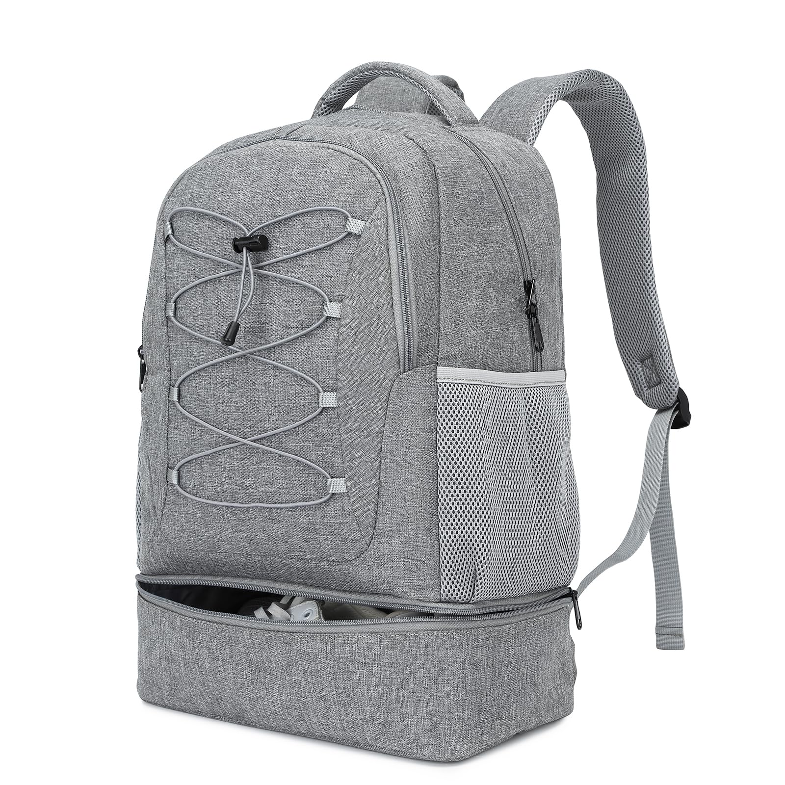 seyfocnia Gym & Travel Backpack for Men & Women - Lightweight Water-Resistant Sports Backpack with Shoe Compartment - Perfect for Workout, Travel & Daily Use - Casual Daypack in Grey