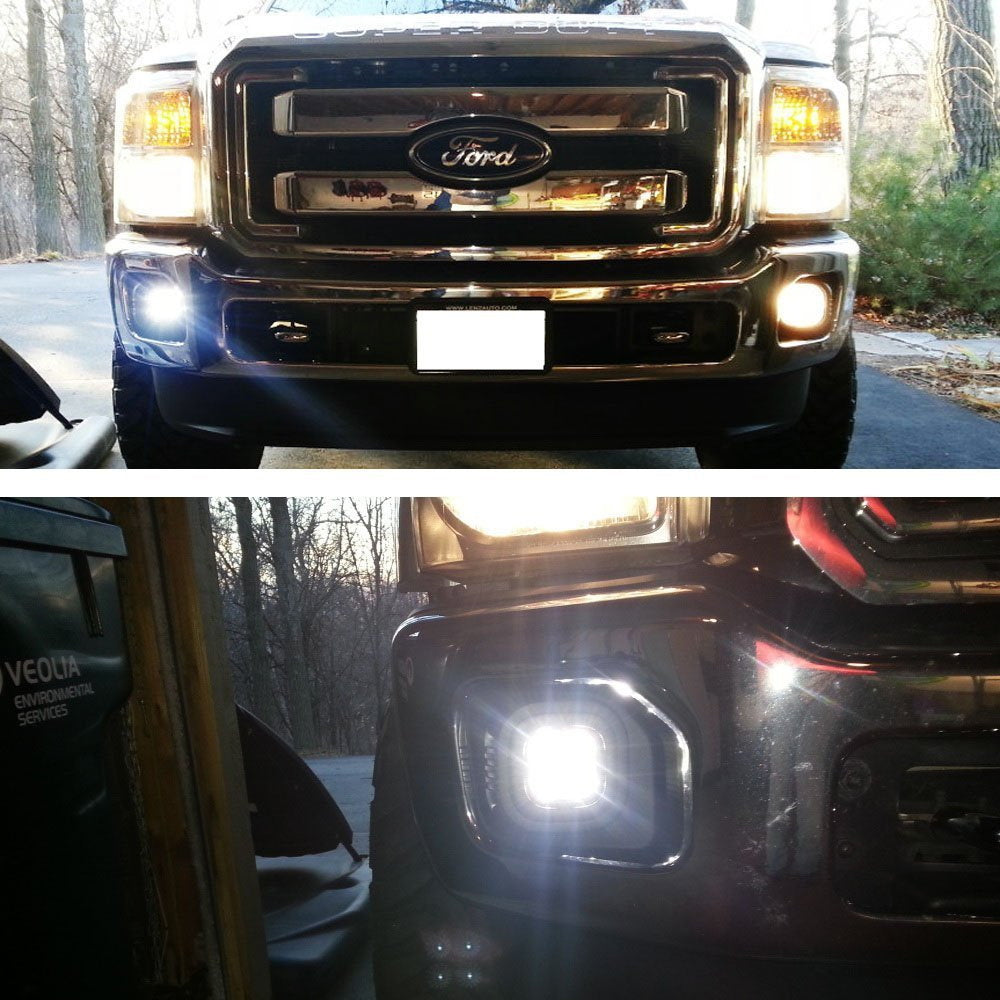 40W CREE LED Cube Fog Light Kit with Bezel Cover & Wiring Harness for 2011-2016 Ford F250 F350 F450 Trucks - Off-Road, Foggy Weather & Night Driving Lighting Upgrade