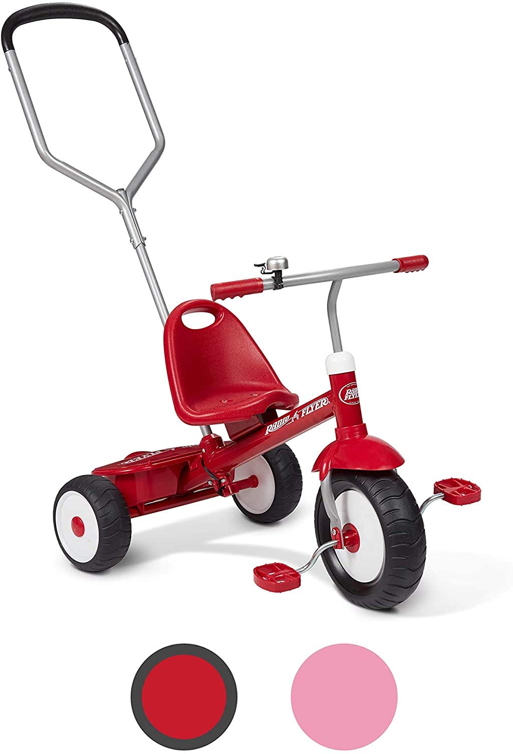 Radio Flyer Deluxe Steer & Stroll Ride-On Trike - Best Toddler Tricycle for Kids Age 2-5 Years | Safe & Fun Outdoor Bike for Boys & Girls | Perfect for Park Rides, Backyard Play & Learning Balance
