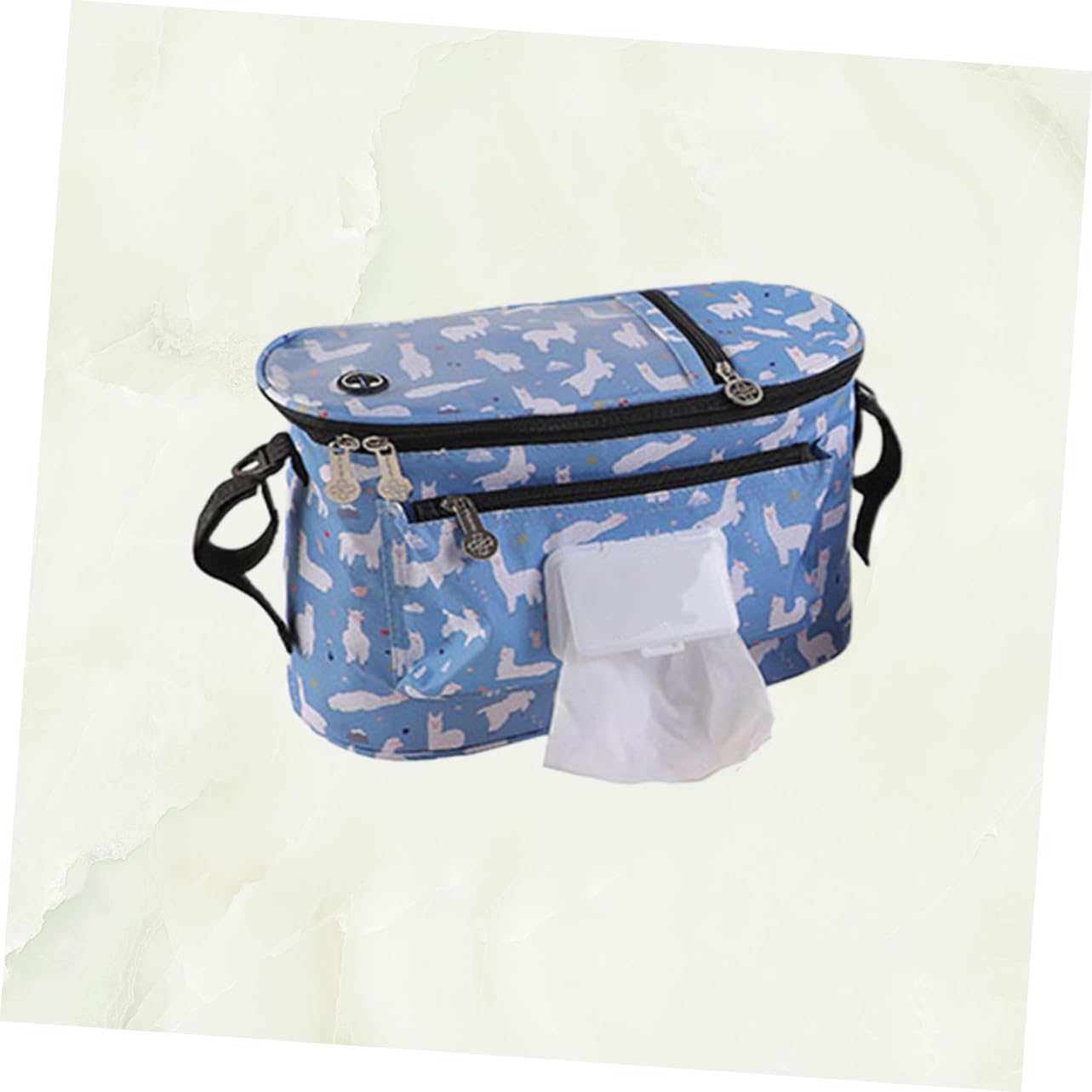 Wakauto 3-Piece Stroller Organizer Bag - Blue Pram Storage Container with Multiple Pockets | Perfect for Diapers, Bottles & Baby Essentials | Ideal for Shopping, Travel & Daily Walks