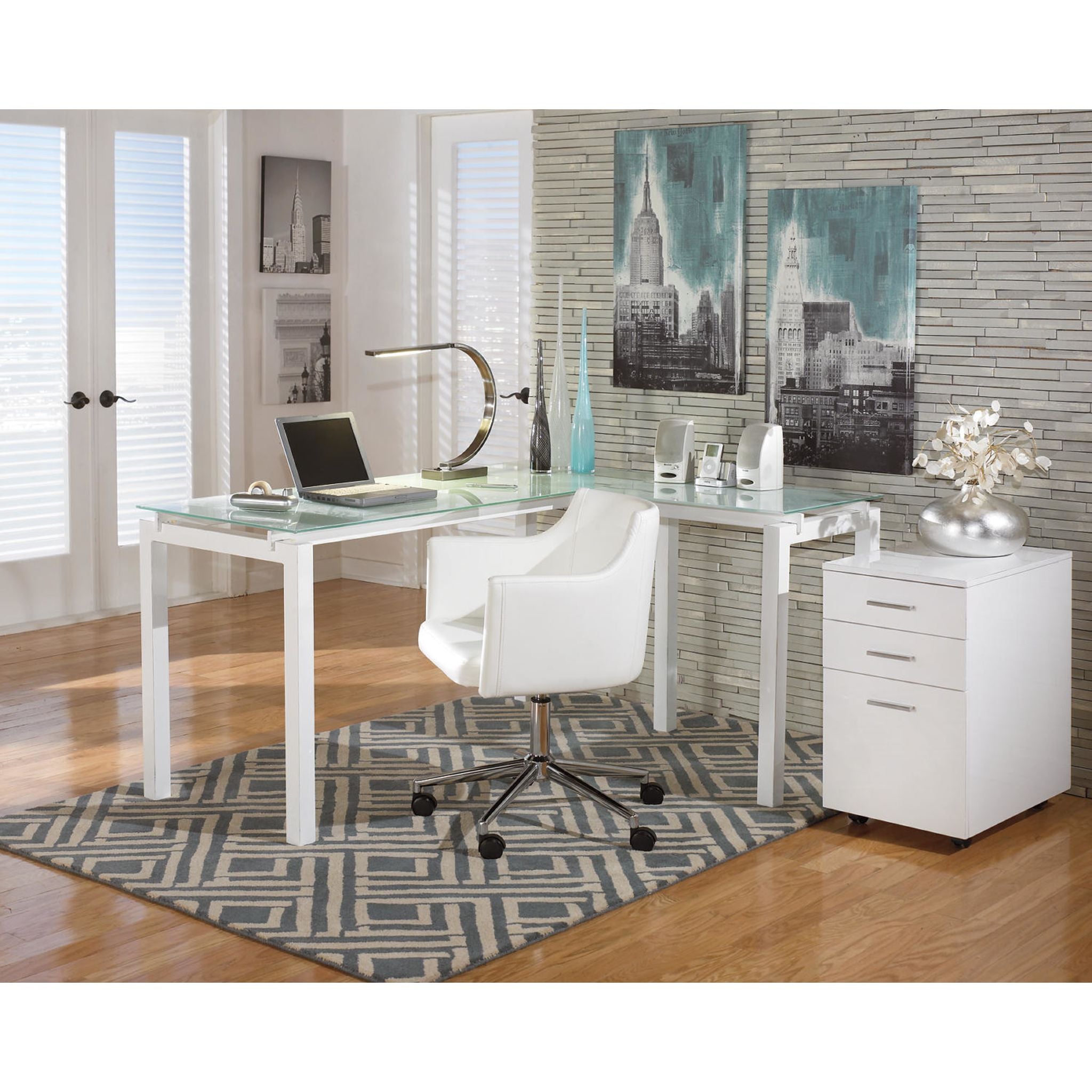 Baraga White L-Shaped Computer Desk for Home Office, Gaming & Study - Modern L-Shaped Writing Desk with Ample Workspace, Ergonomic Design for PC, Laptop & Office Use
