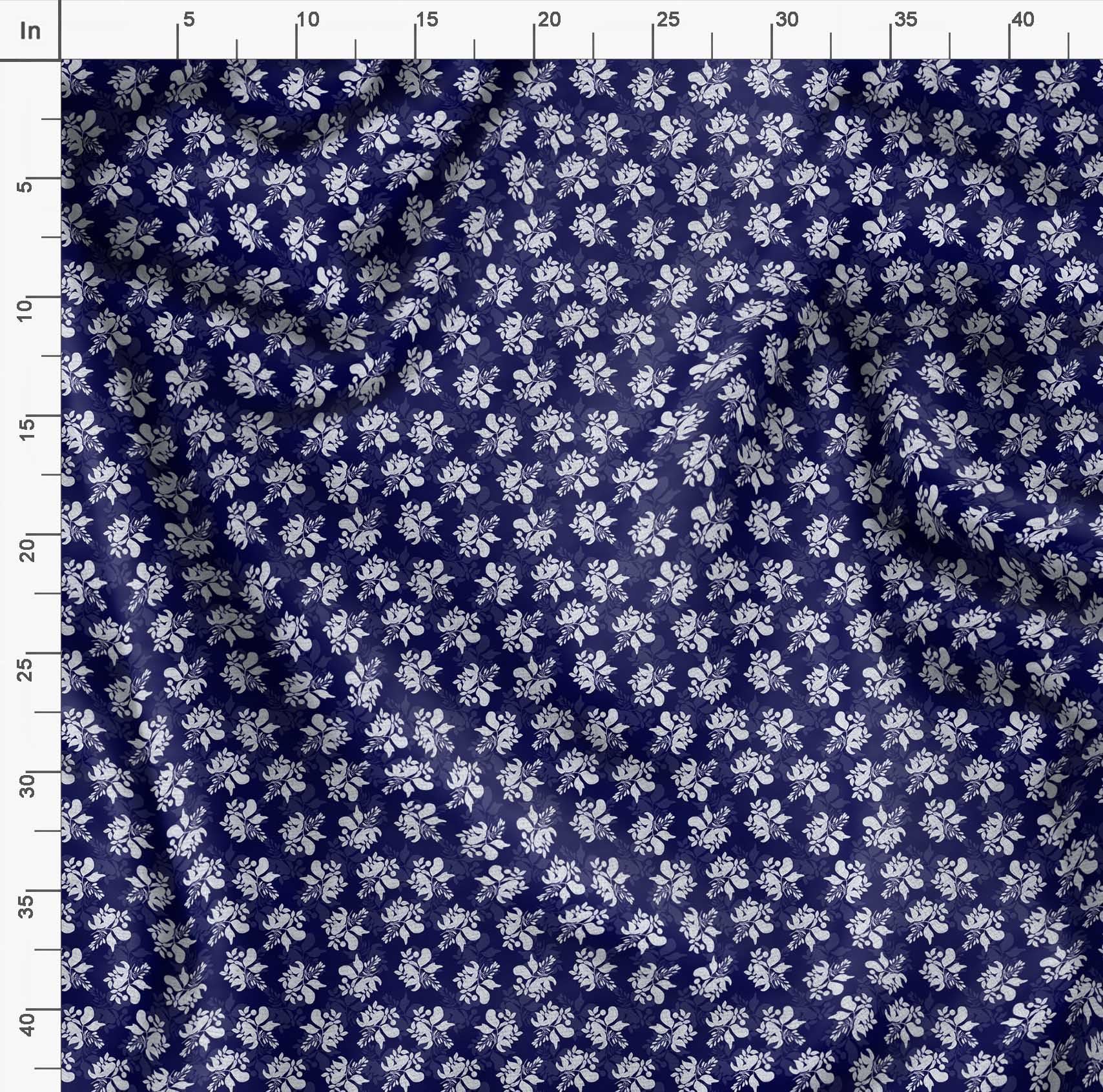 Soimoi Moss Georgette Blue Fabric by The Yard - 42 Inch Wide Printed Fabric with Artistic Leaf & Floral Design for DIY Fashion, Home Decor, and Craft Projects - Elegant Draping Material for Dresses, Curtains, and Scarf Making